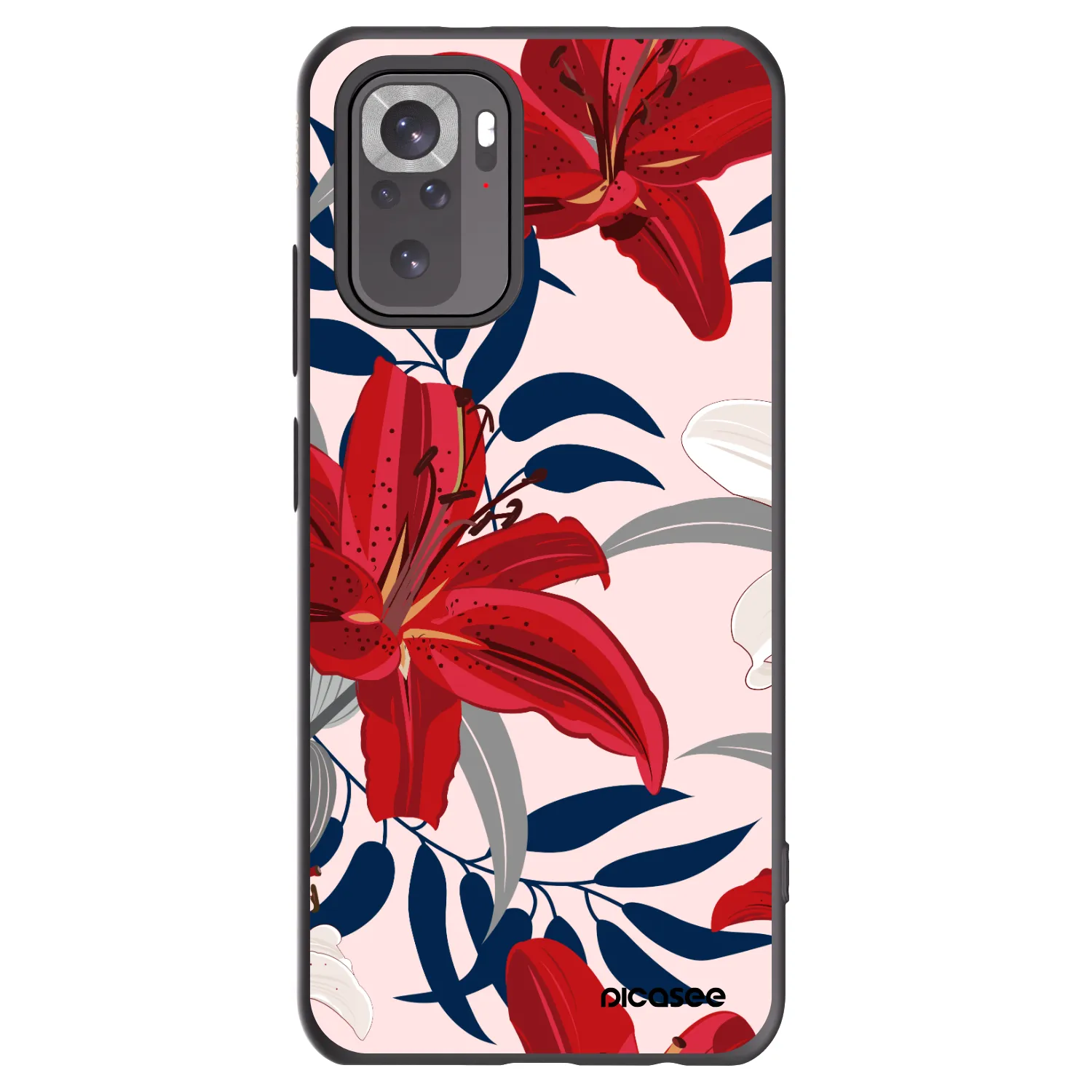 Picasee silikonski črni ovitek za Xiaomi Redmi Note 10S - Red Lily