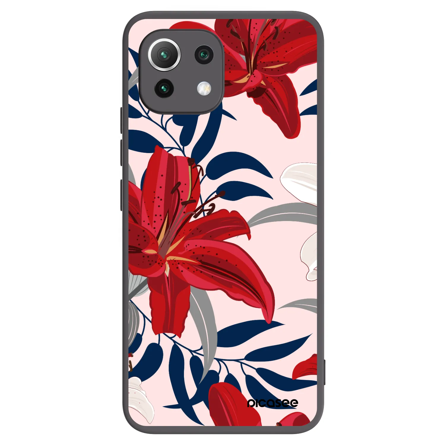 Picasee silikonski črni ovitek za Xiaomi Mi 11 Lite - Red Lily