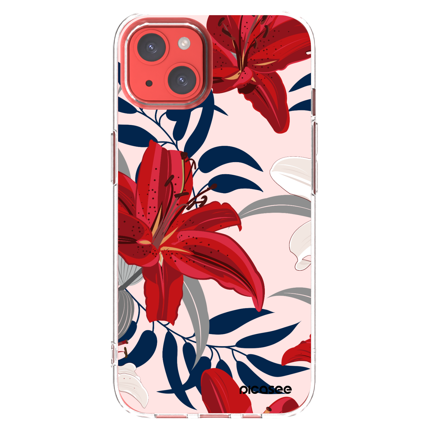 Picasee silikonski prozorni ovitek za Apple iPhone 13 - Red Lily