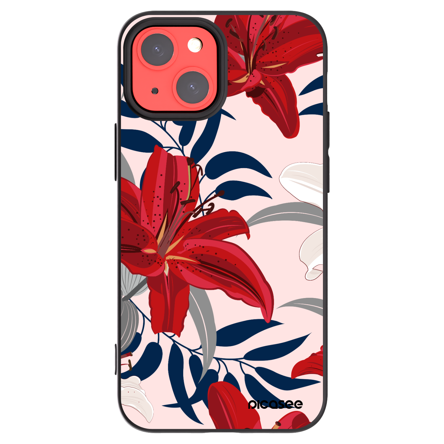 Picasee silikonski črni ovitek za Apple iPhone 13 mini - Red Lily