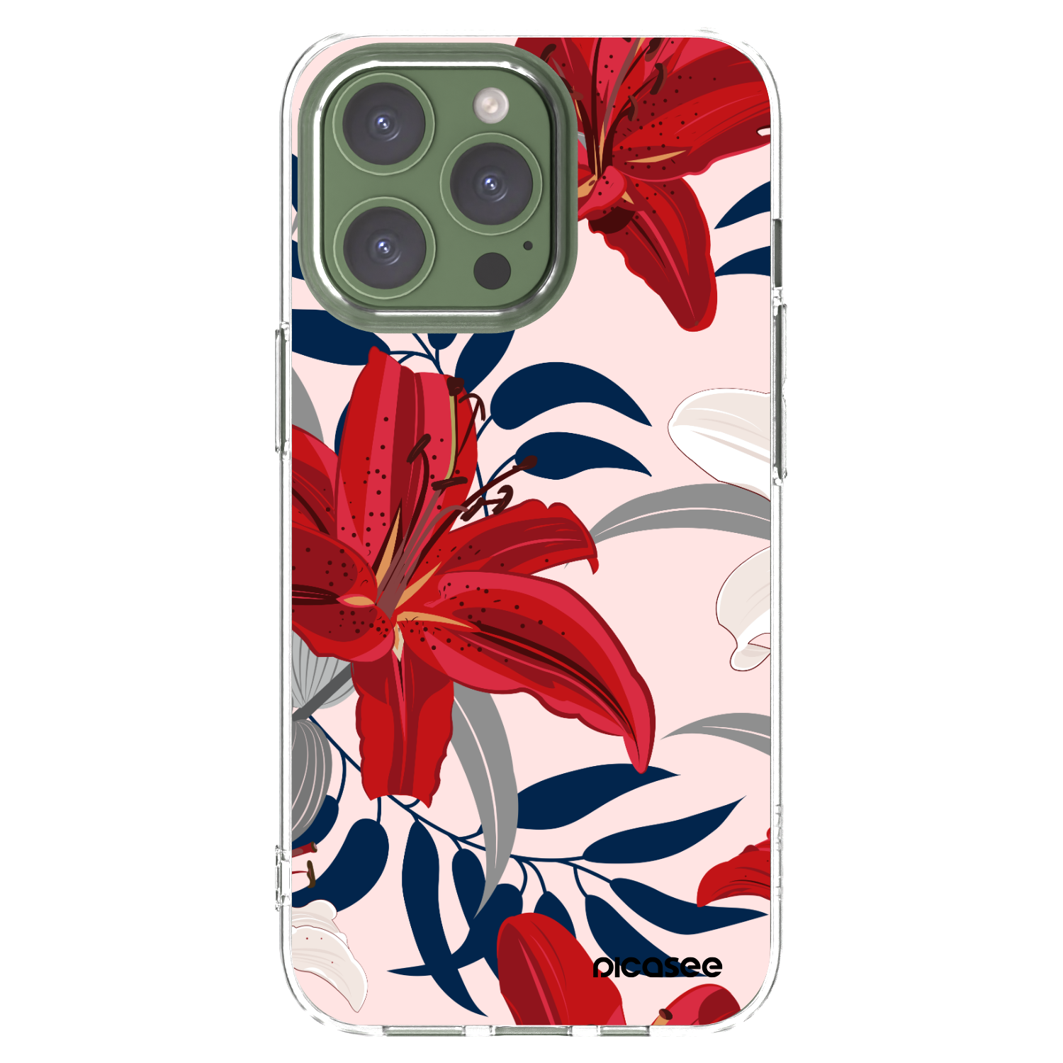 Picasee silikonski prozorni ovitek za Apple iPhone 13 Pro - Red Lily