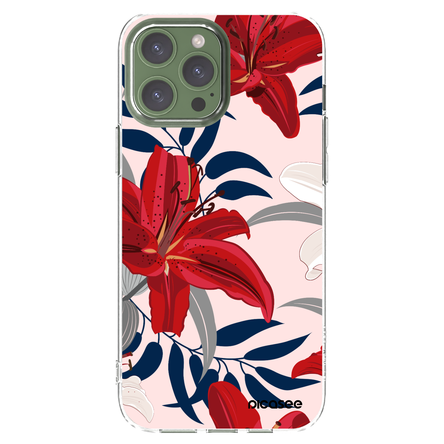 Picasee silikonski prozorni ovitek za Apple iPhone 13 Pro Max - Red Lily