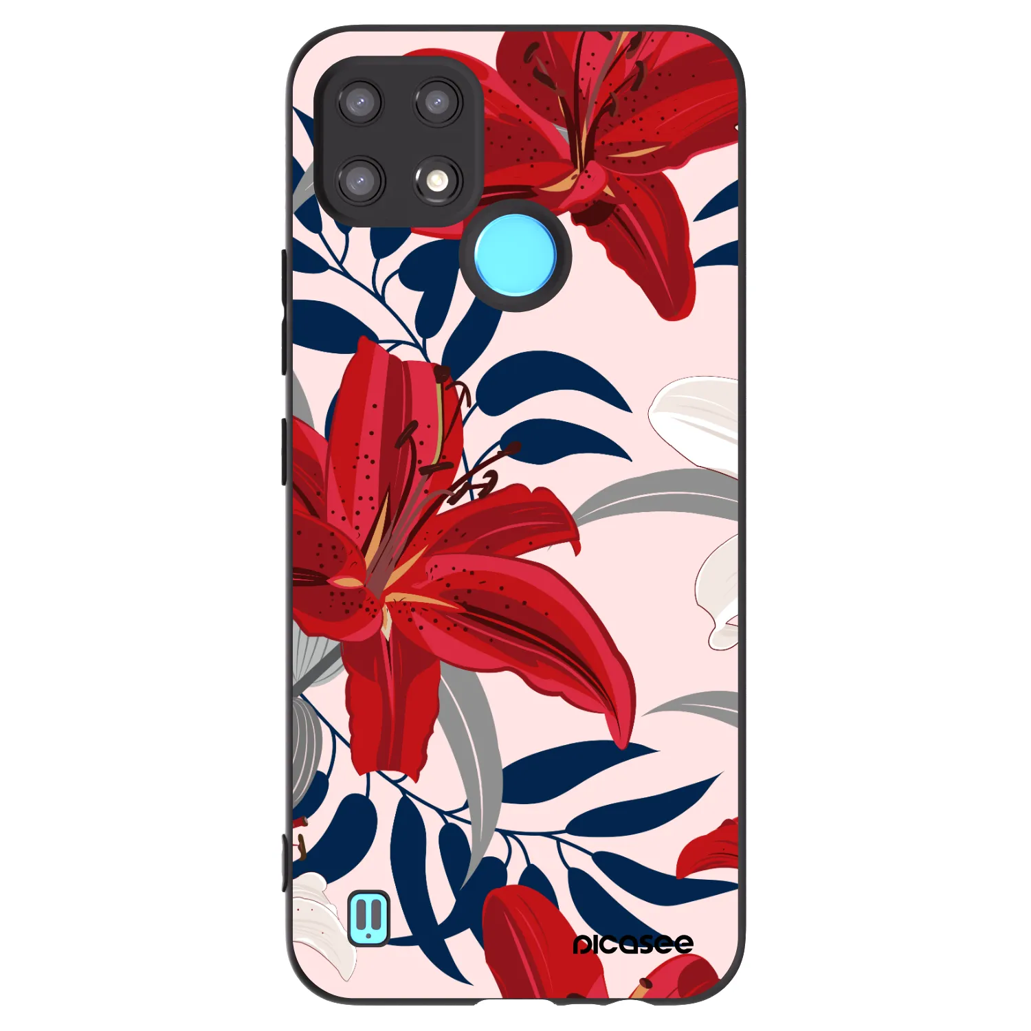 Picasee silikonski črni ovitek za Realme C21 - Red Lily