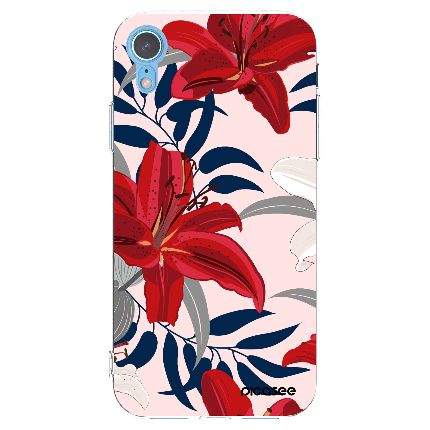 Picasee silikonski prozorni ovitek za Apple iPhone XR - Red Lily