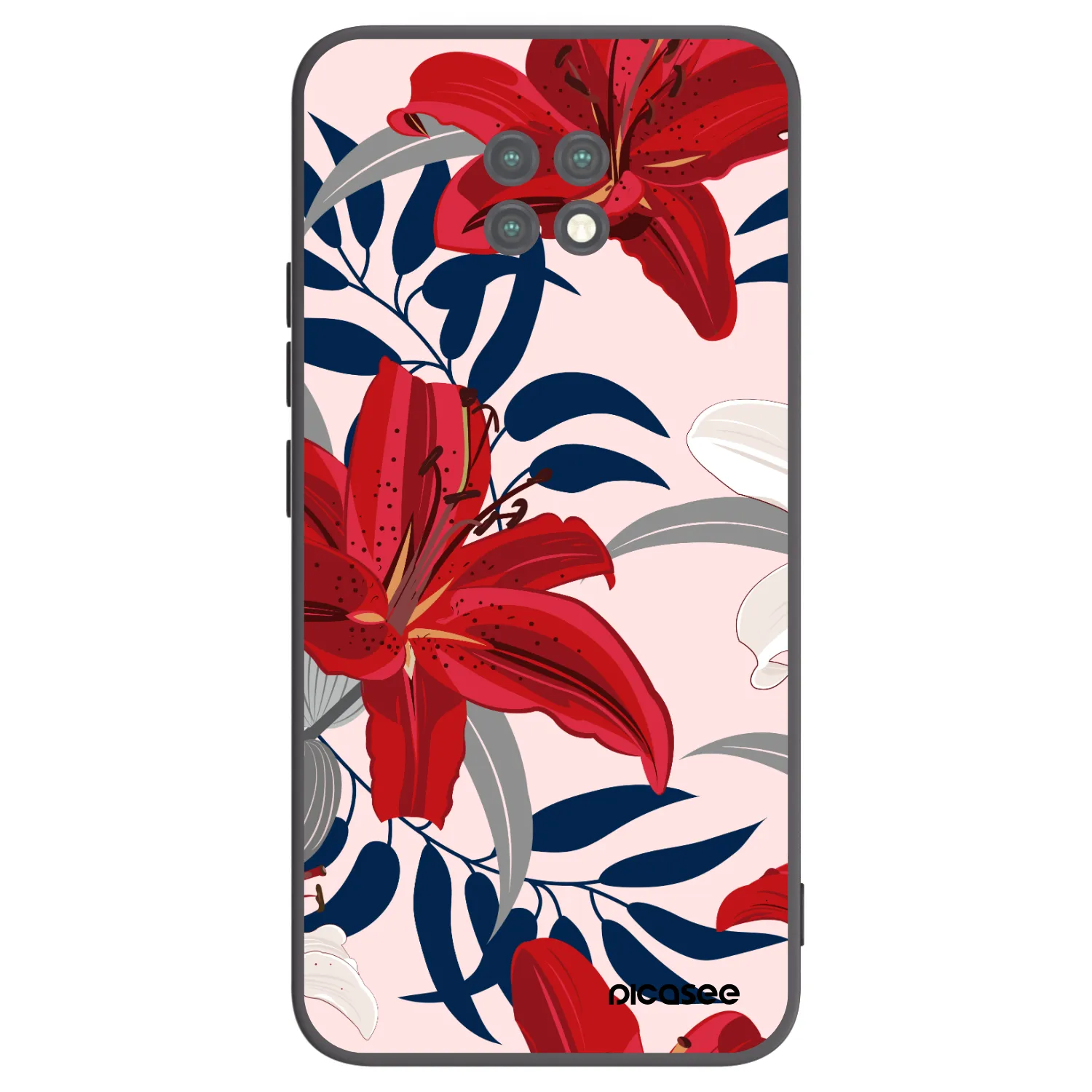Picasee silikonski črni ovitek za Xiaomi Redmi Note 9T - Red Lily