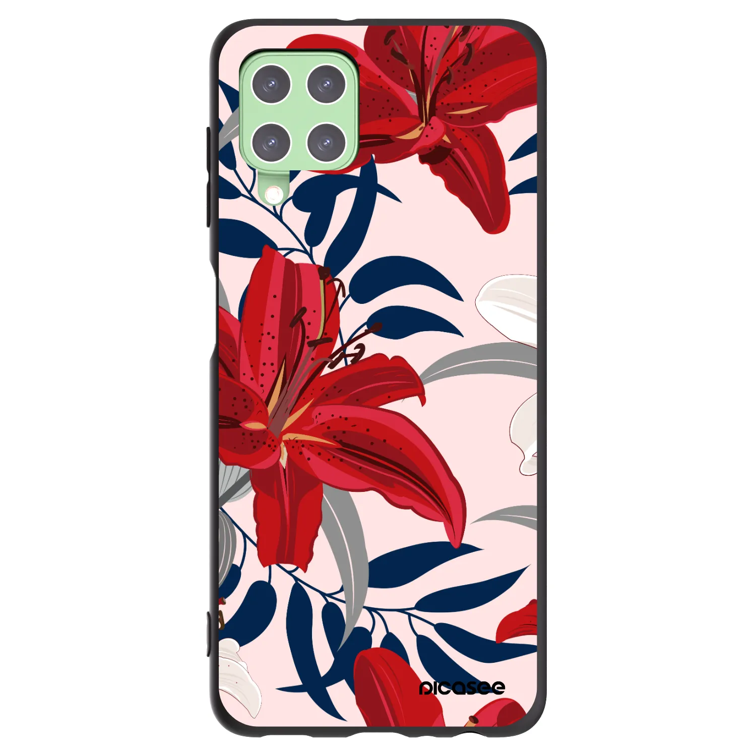 Picasee silikonski črni ovitek za Samsung Galaxy A22 A225F 4G - Red Lily