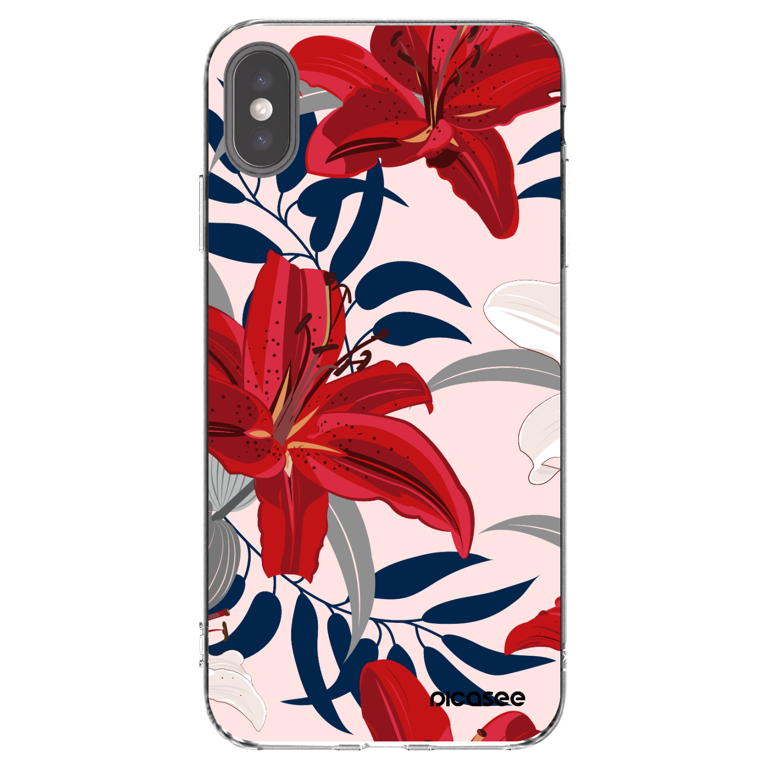 Picasee silikonski prozorni ovitek za Apple iPhone XS Max - Red Lily