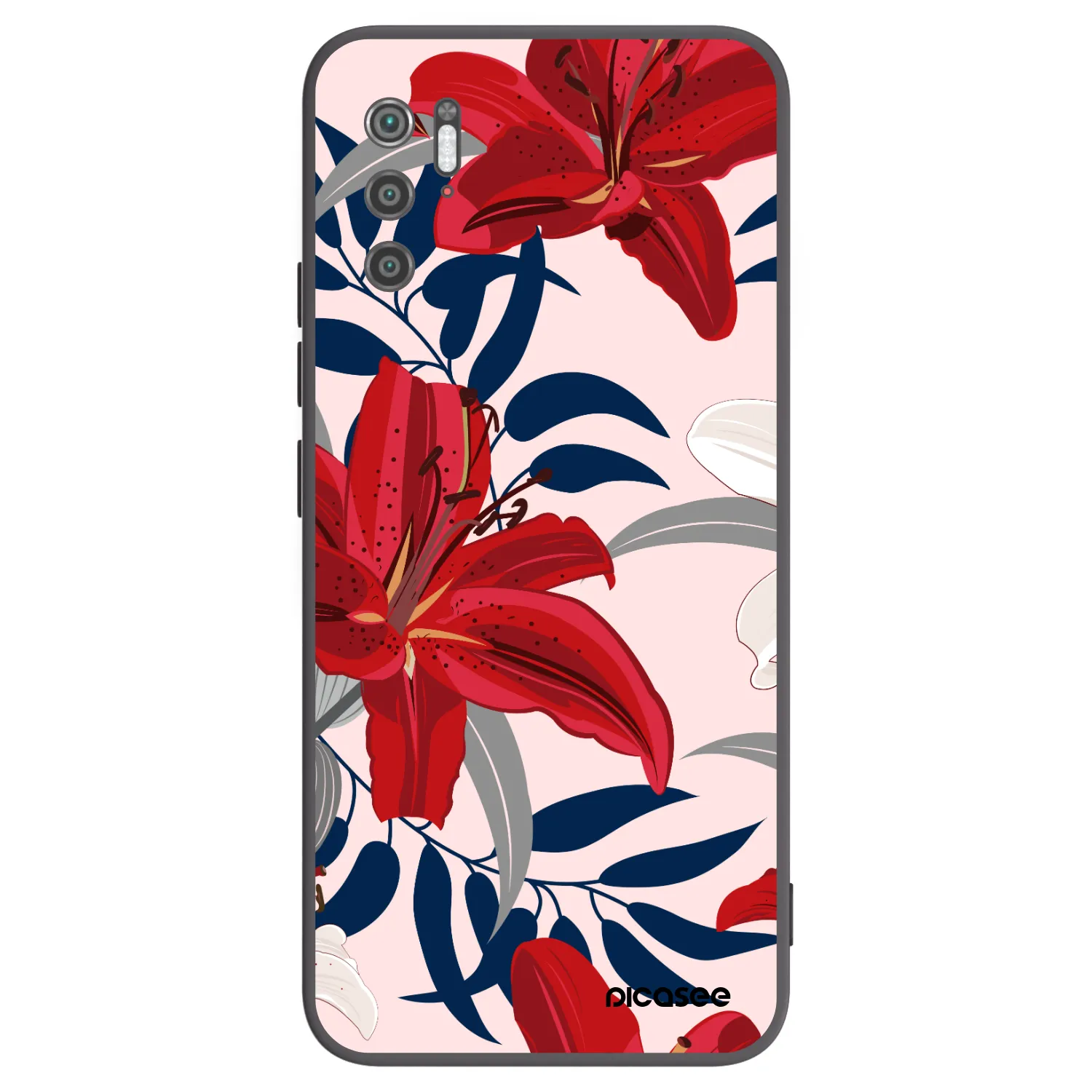 Picasee silikonski črni ovitek za Xiaomi Poco M3 Pro 5G - Red Lily
