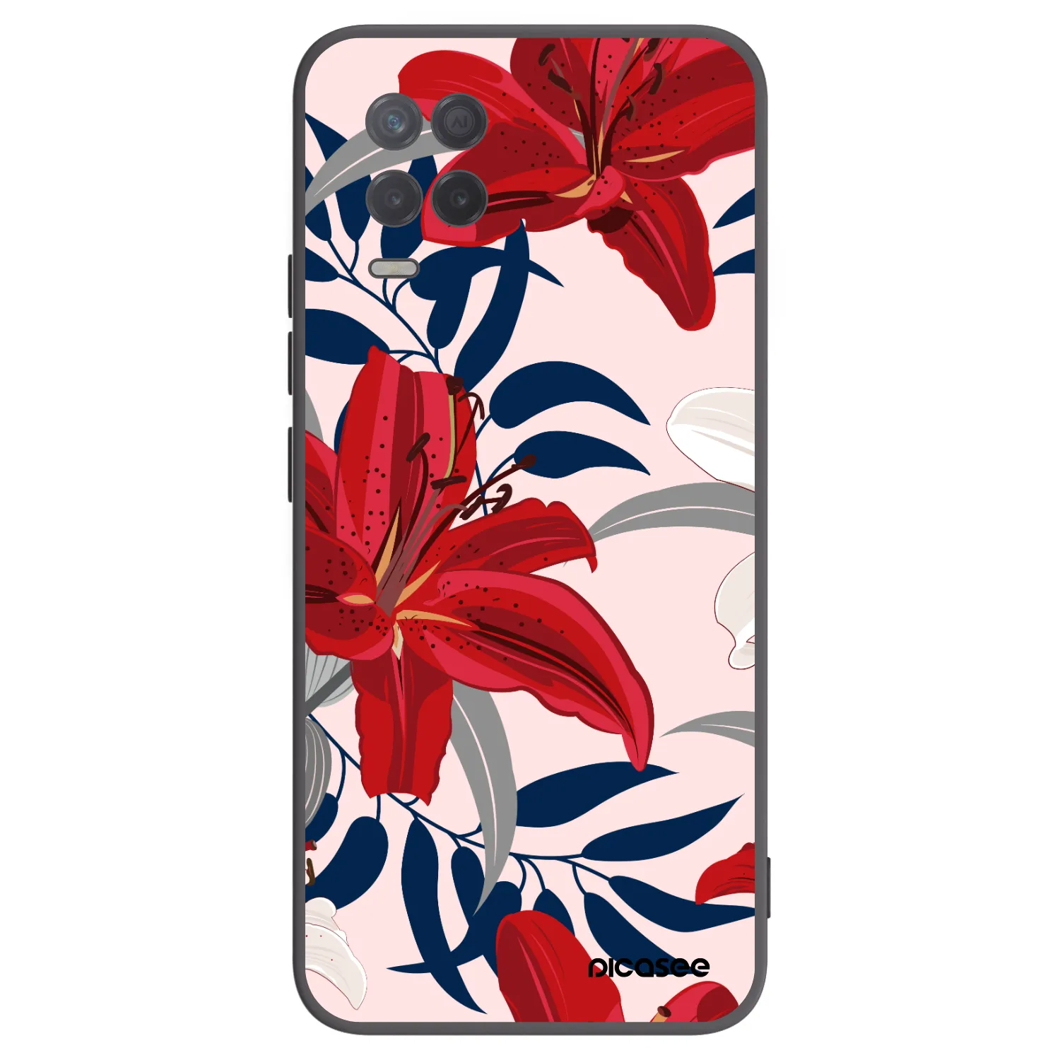 Picasee silikonski črni ovitek za Realme 8 5G - Red Lily