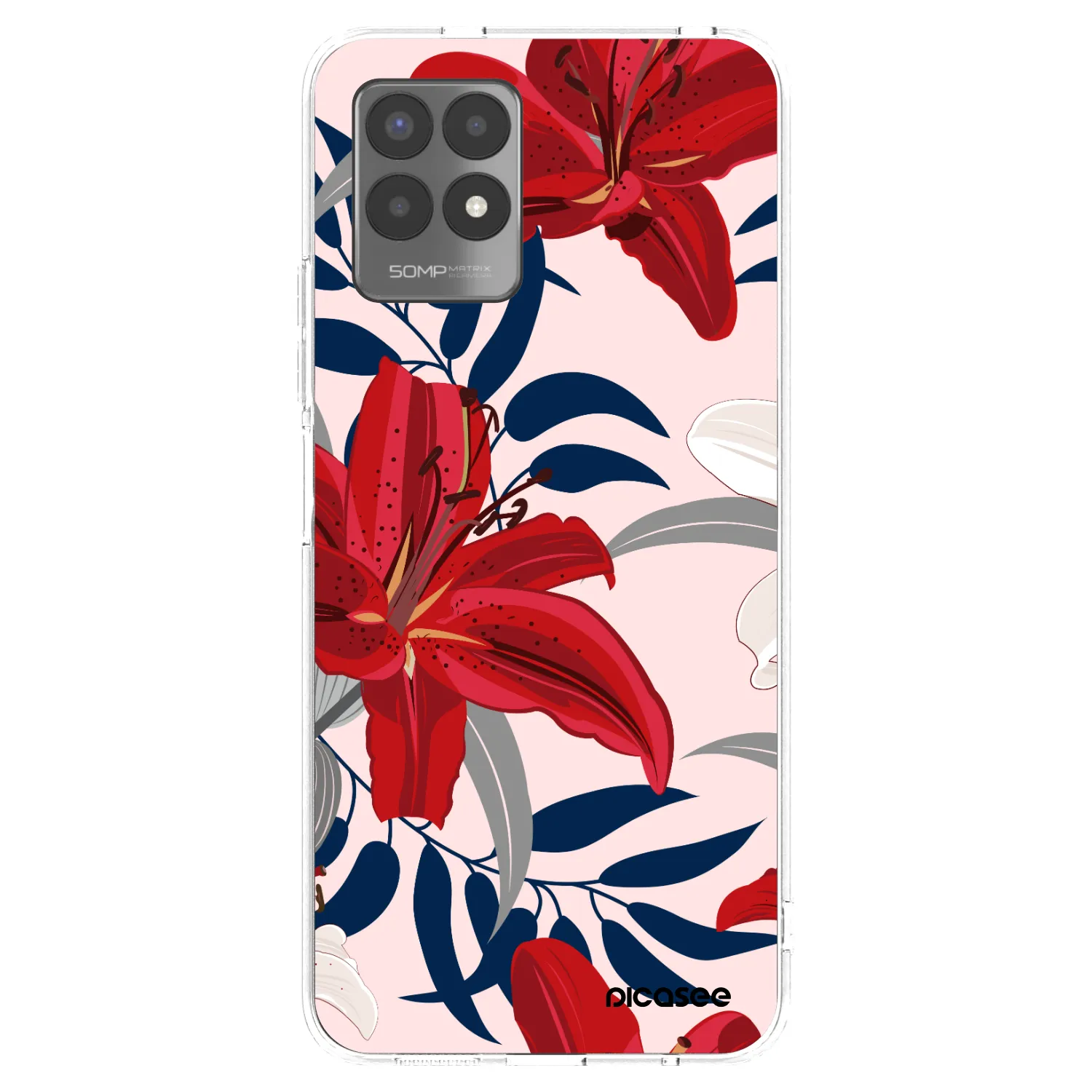 Picasee silikonski prozorni ovitek za Realme 8i - Red Lily