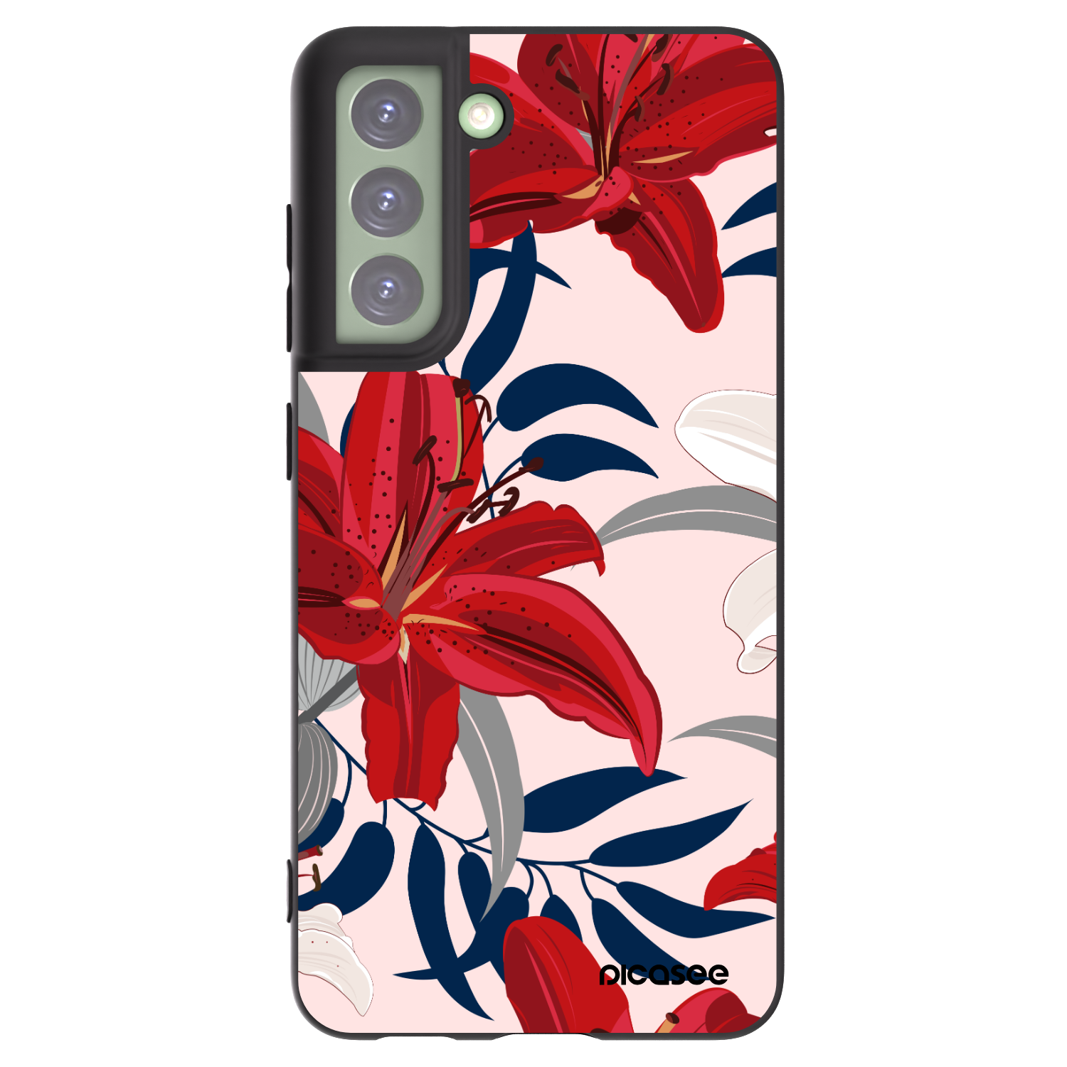 Picasee silikonski črni ovitek za Samsung Galaxy S21 FE 5G - Red Lily