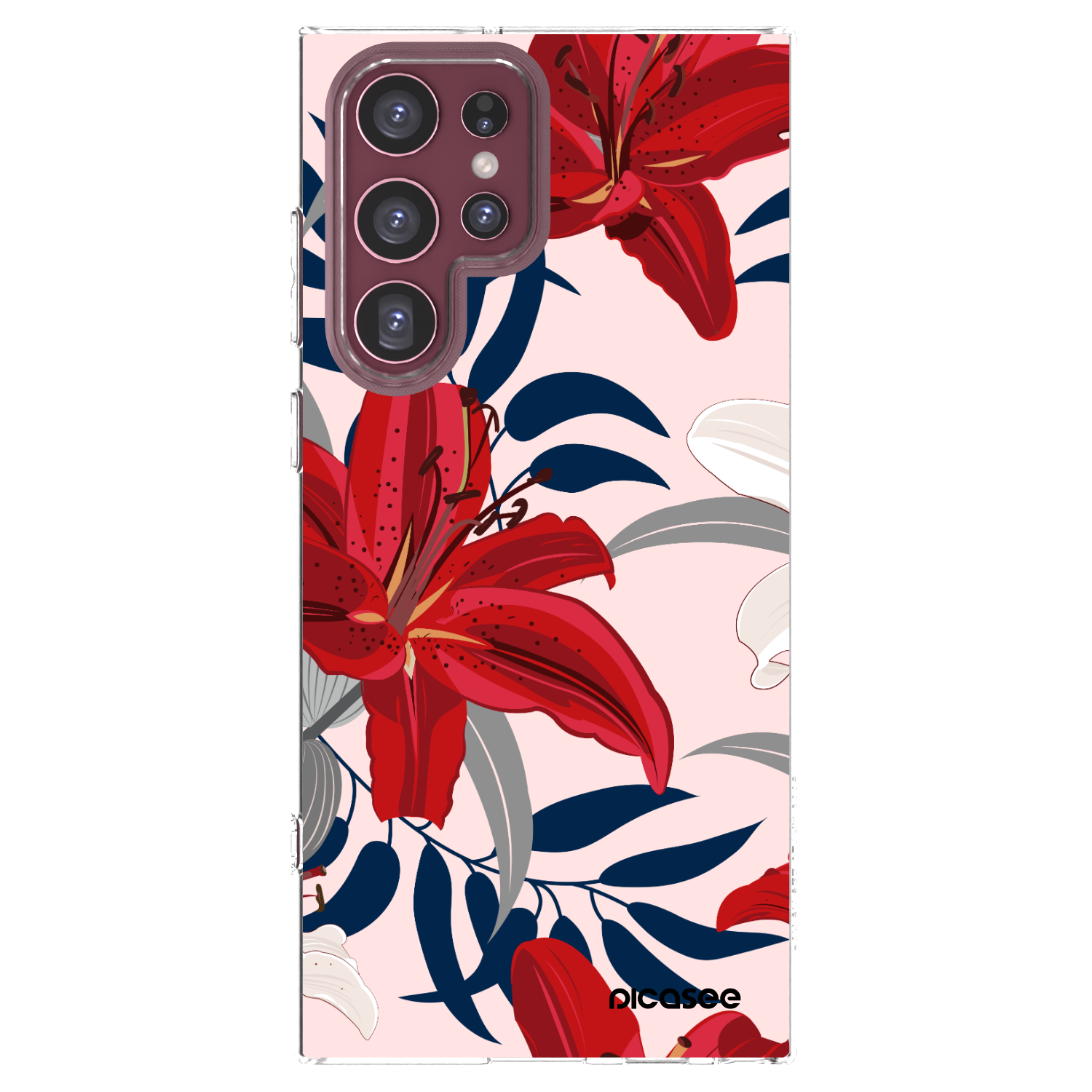 Picasee silikonski prozorni ovitek za Samsung Galaxy S22 Ultra 5G - Red Lily