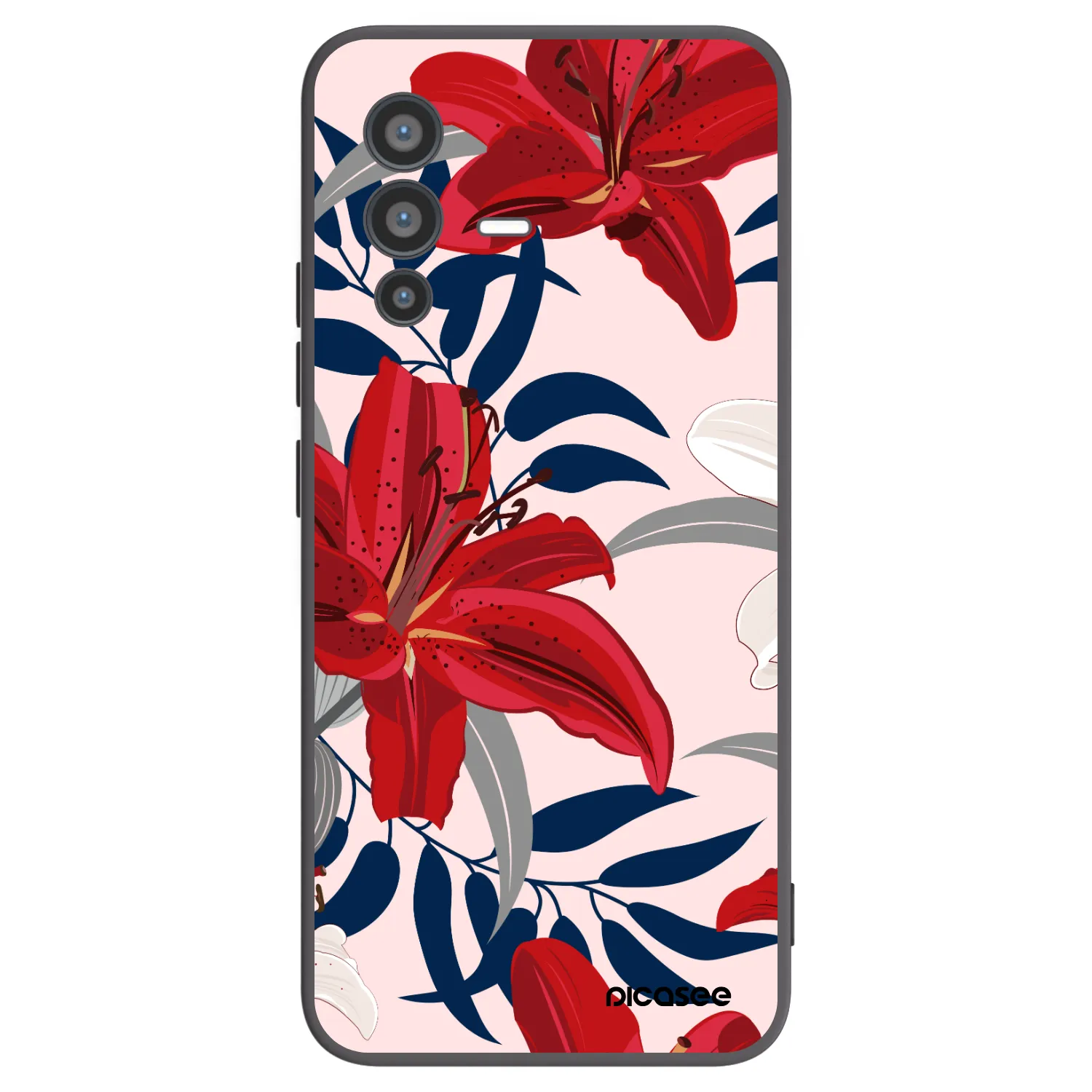 Picasee silikonski črni ovitek za Vivo V23 5G - Red Lily