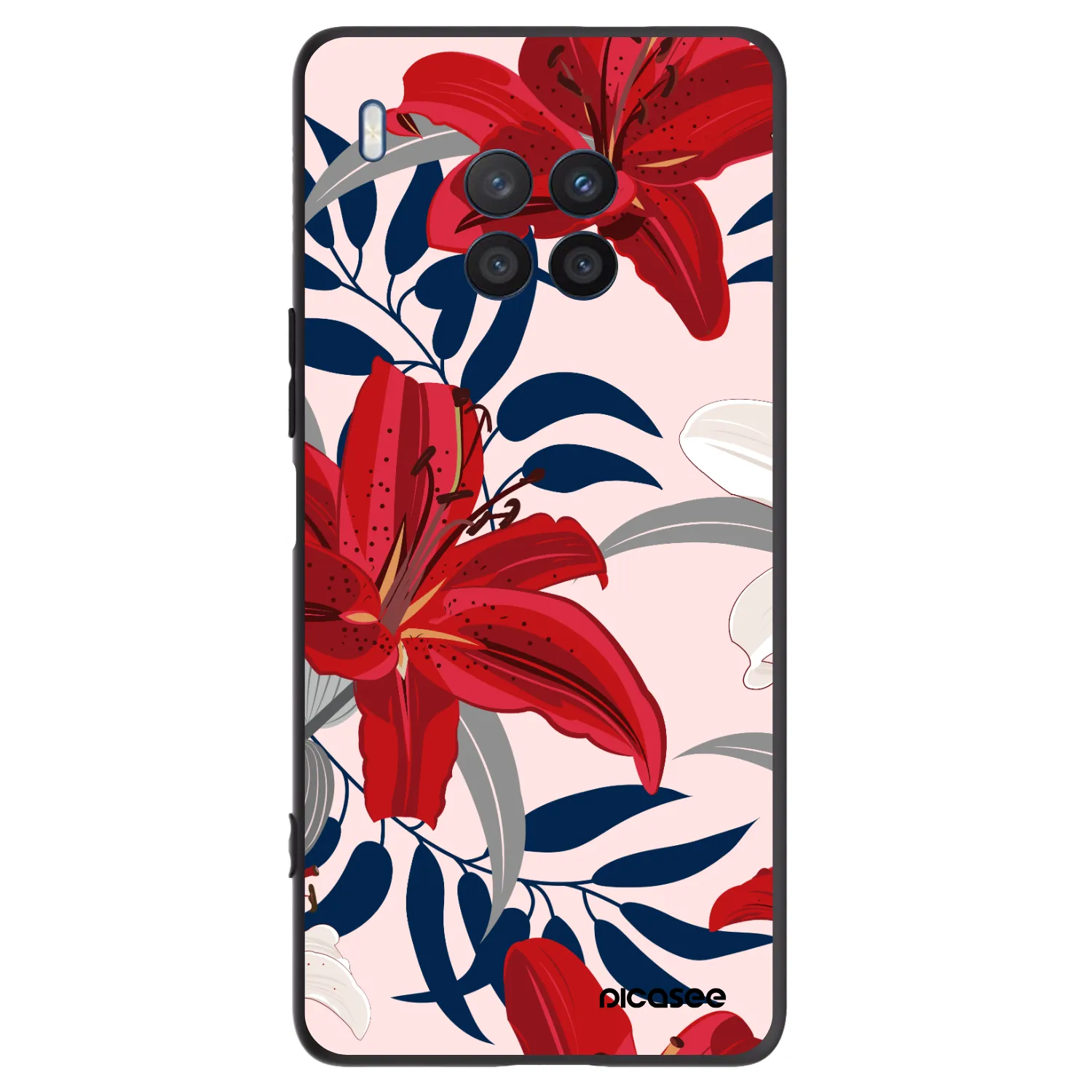 Picasee silikonski črni ovitek za Honor 50 Lite - Red Lily