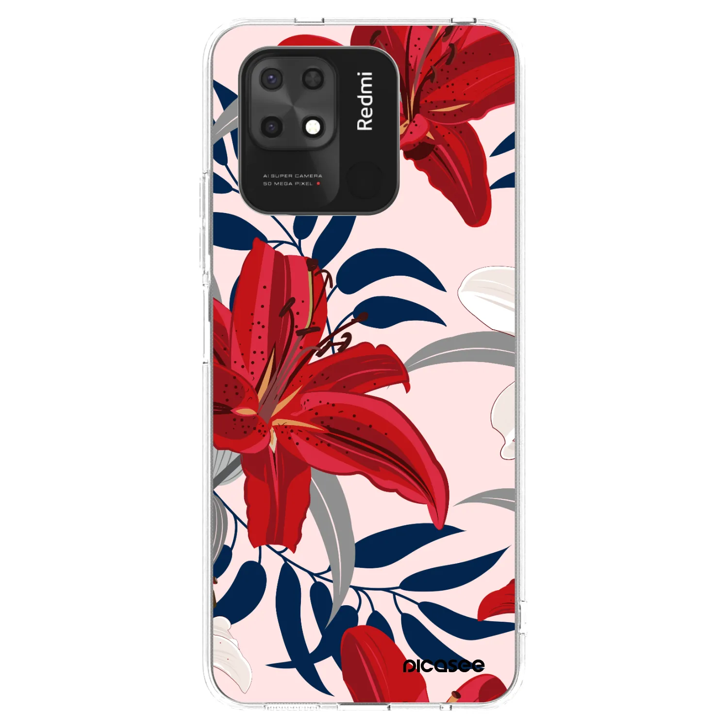 Picasee silikonski prozorni ovitek za Xiaomi Redmi 10C - Red Lily