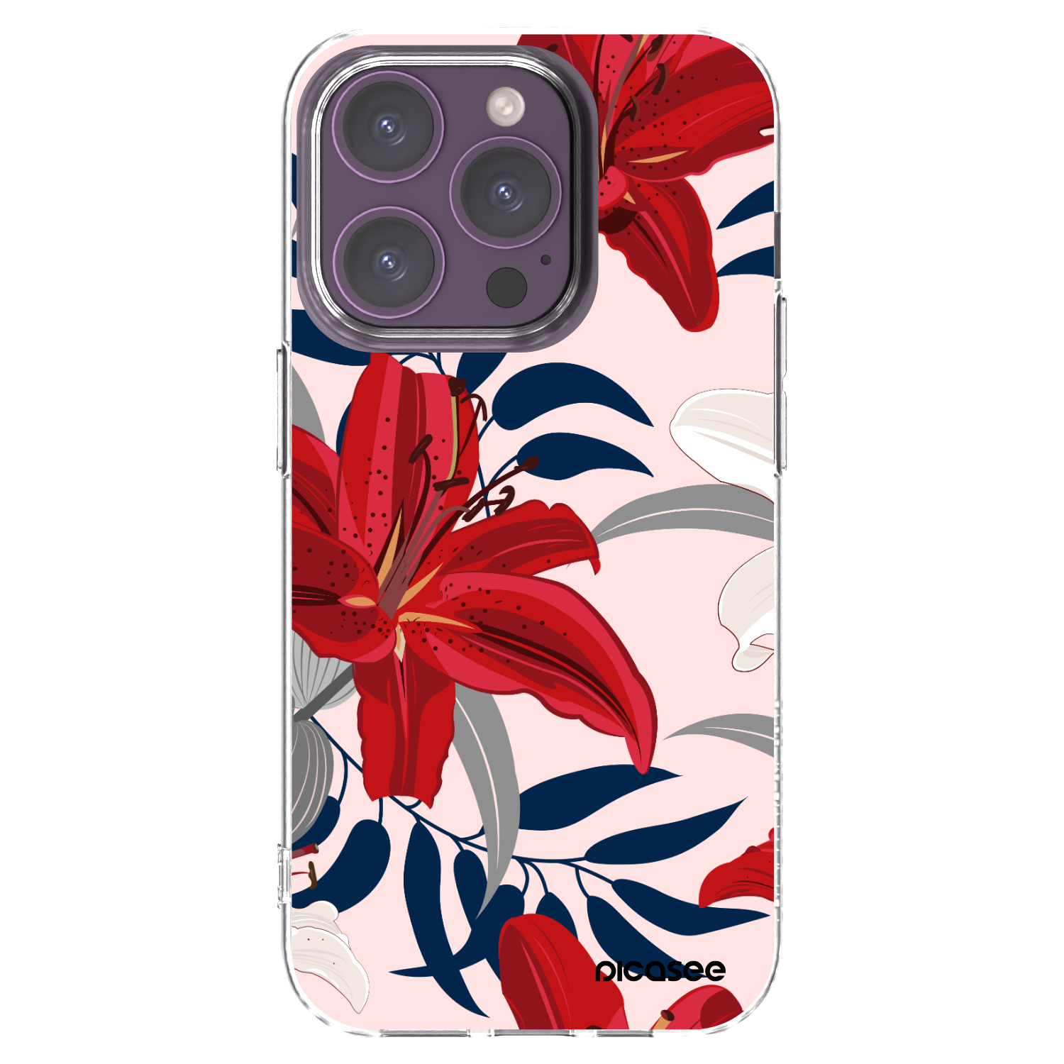 Picasee silikonski prozorni ovitek za Apple iPhone 14 Pro - Red Lily