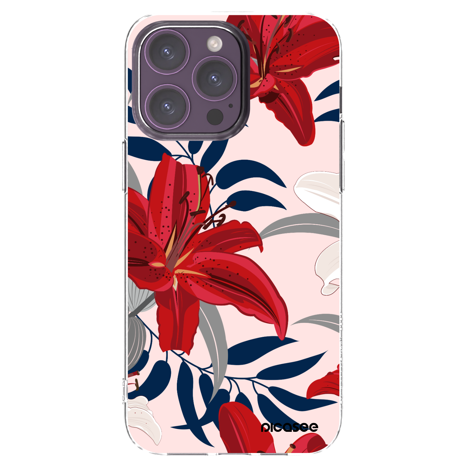 Picasee silikonski prozorni ovitek za Apple iPhone 14 Pro Max - Red Lily