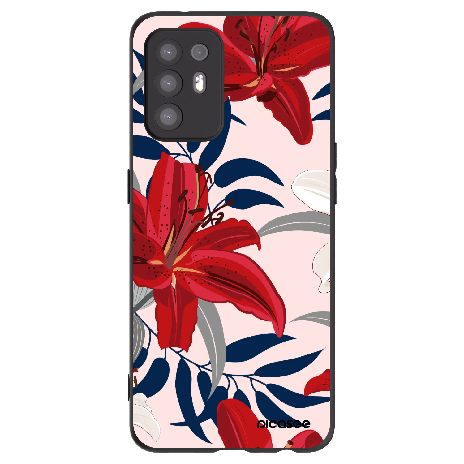 Picasee silikonski črni ovitek za OPPO A94 5G - Red Lily