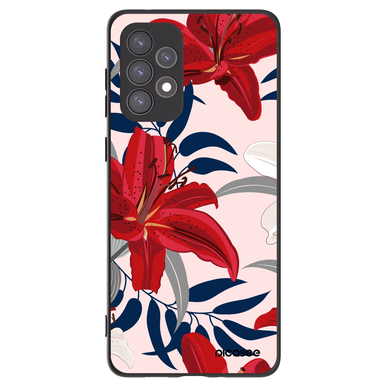Picasee silikonski črni ovitek za Samsung Galaxy A73 5G - Red Lily