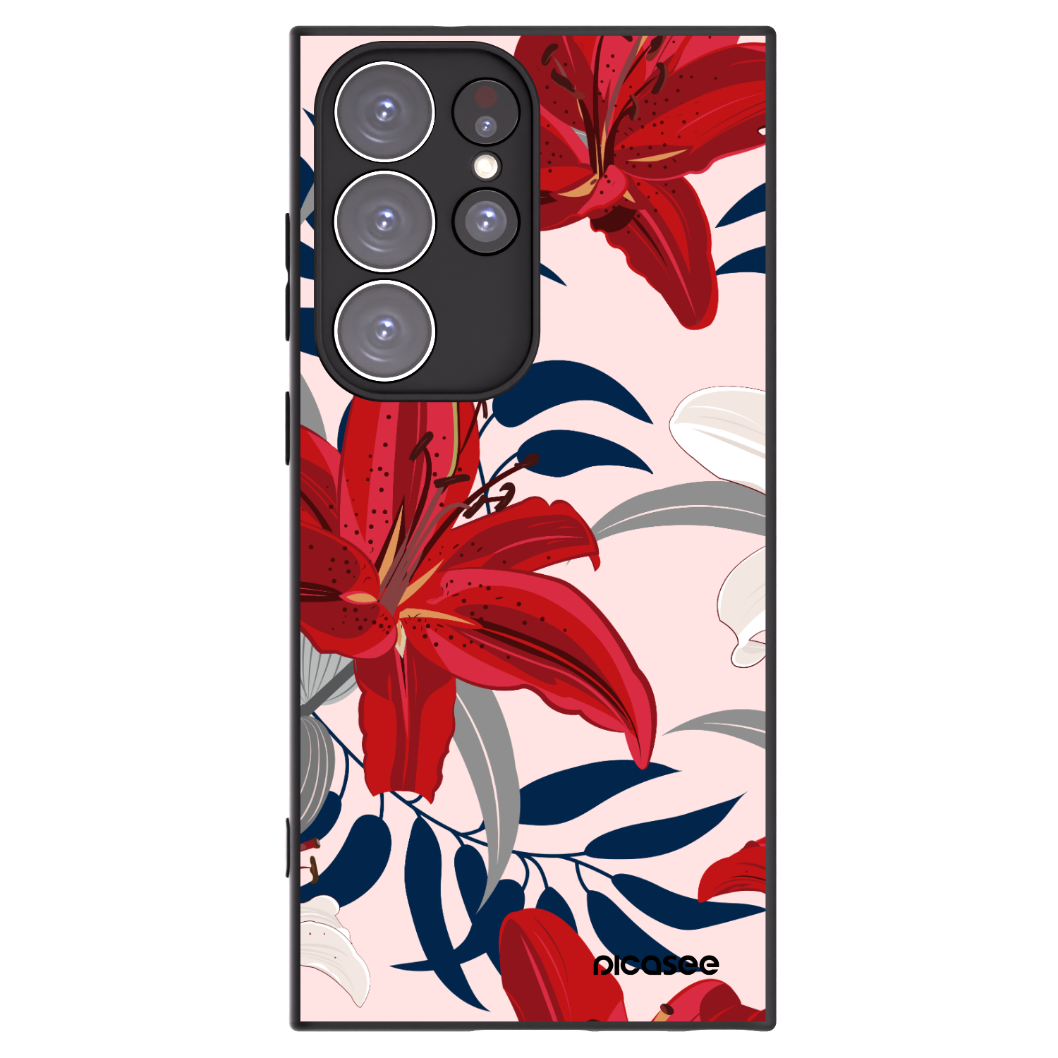 Picasee silikonski črni ovitek za Samsung Galaxy S23 Ultra 5G - Red Lily