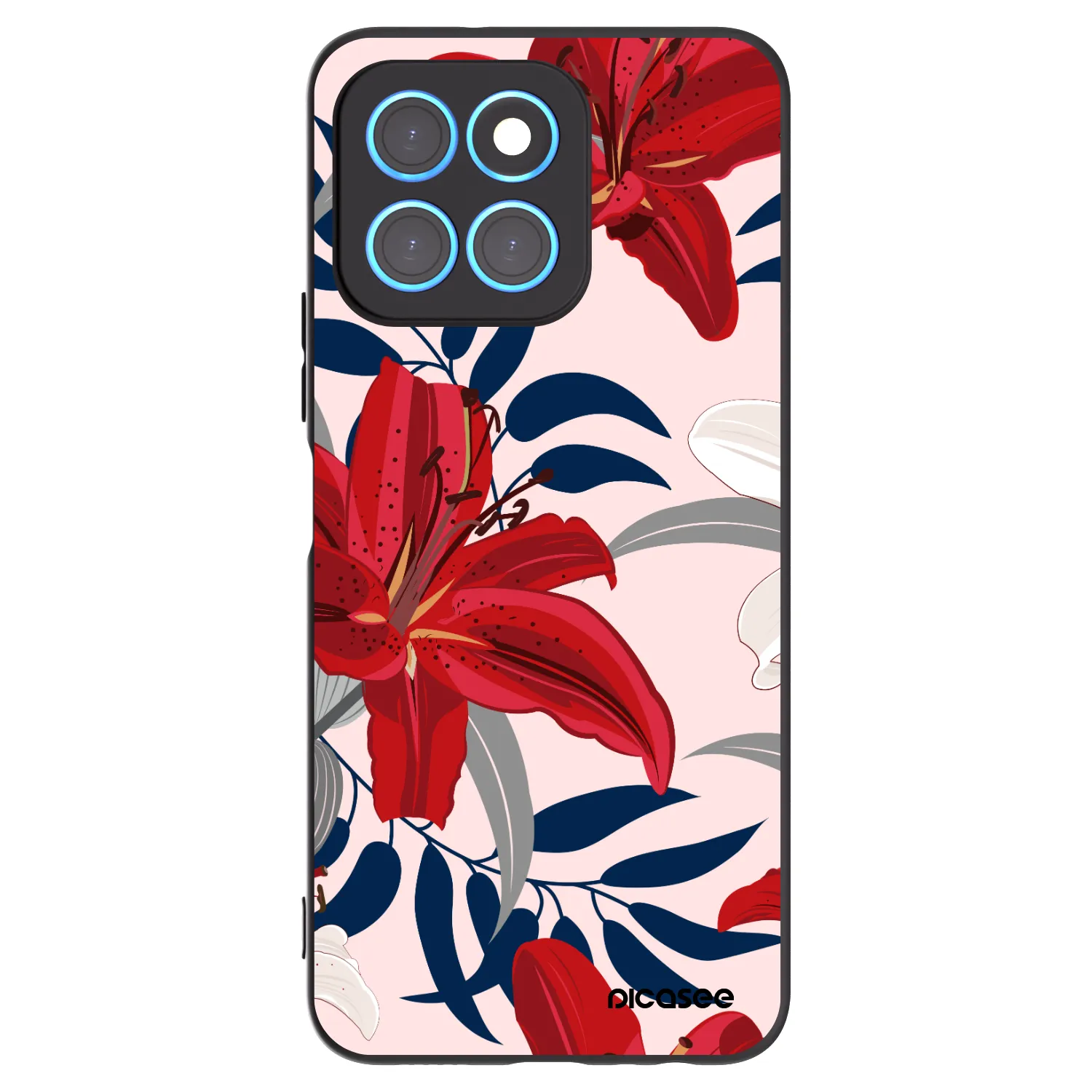 Picasee silikonski črni ovitek za Honor X8 5G - Red Lily