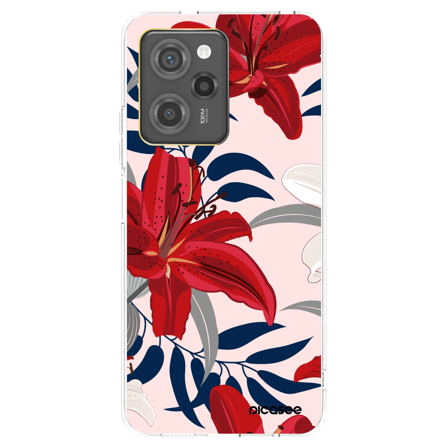 Picasee silikonski črni ovitek za Xiaomi Poco X5 Pro - Red Lily