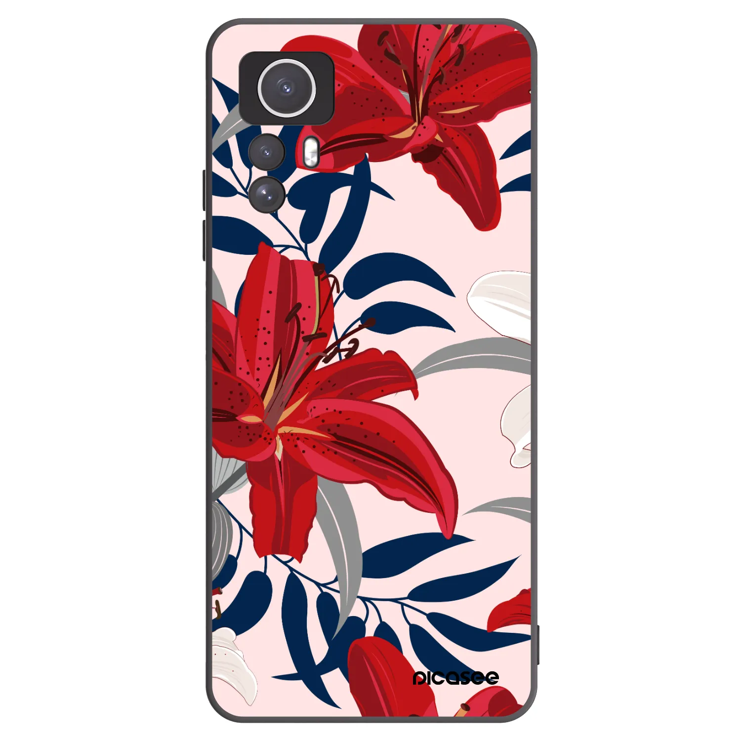 Picasee silikonski črni ovitek za Xiaomi Redmi Note 12S - Red Lily