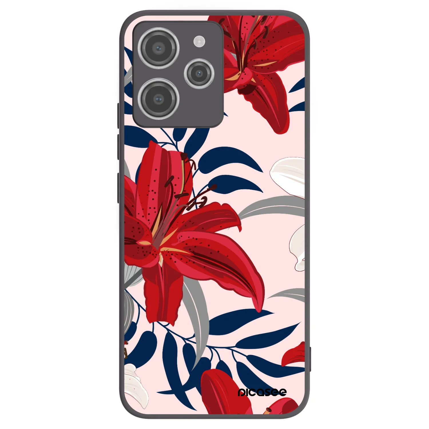 Picasee silikonski črni ovitek za Xiaomi Redmi 12 4G - Red Lily