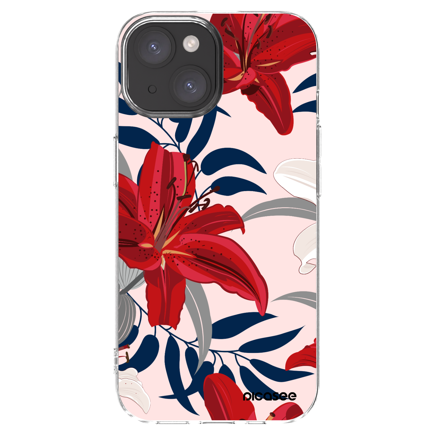 Picasee silikonski prozorni ovitek za Apple iPhone 15 - Red Lily