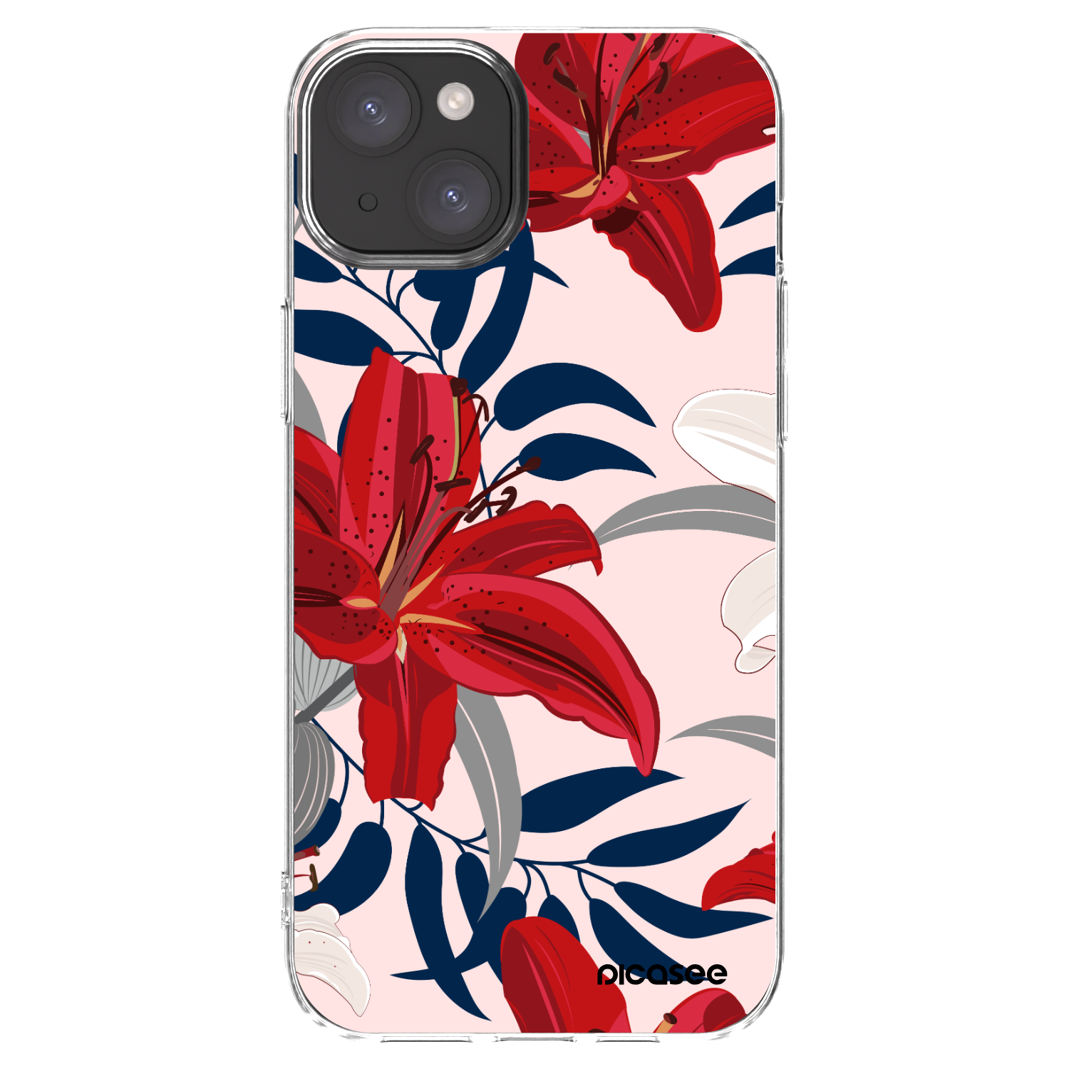 Picasee silikonski prozorni ovitek za Apple iPhone 15 Plus - Red Lily