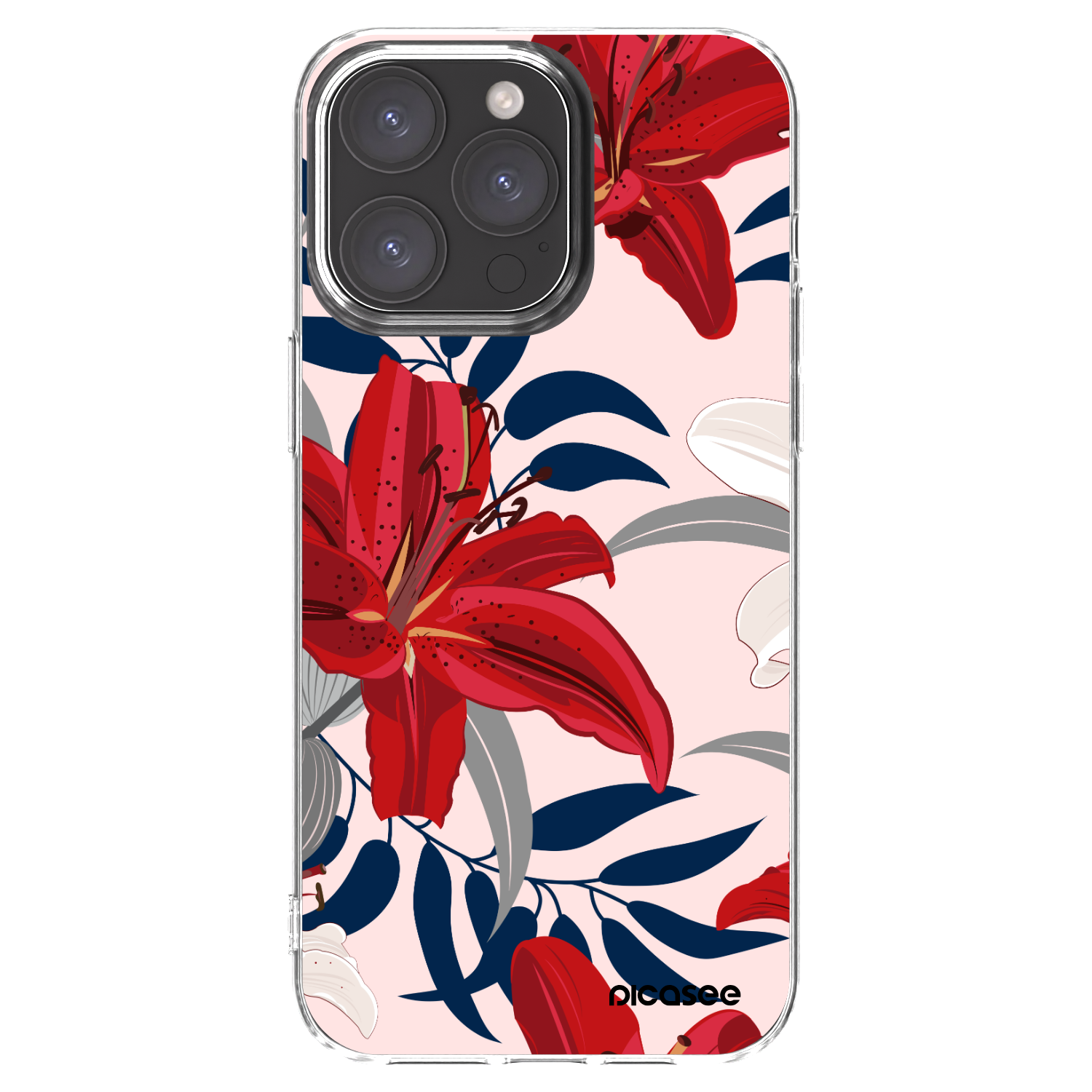 Picasee silikonski prozorni ovitek za Apple iPhone 15 Pro Max - Red Lily