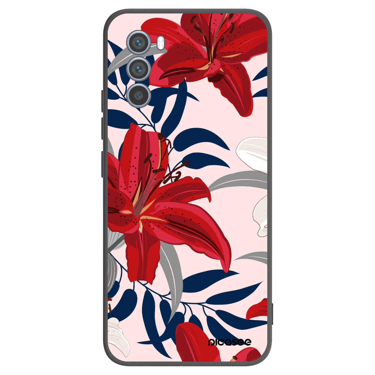 Picasee silikonski črni ovitek za Motorola Moto G62 - Red Lily