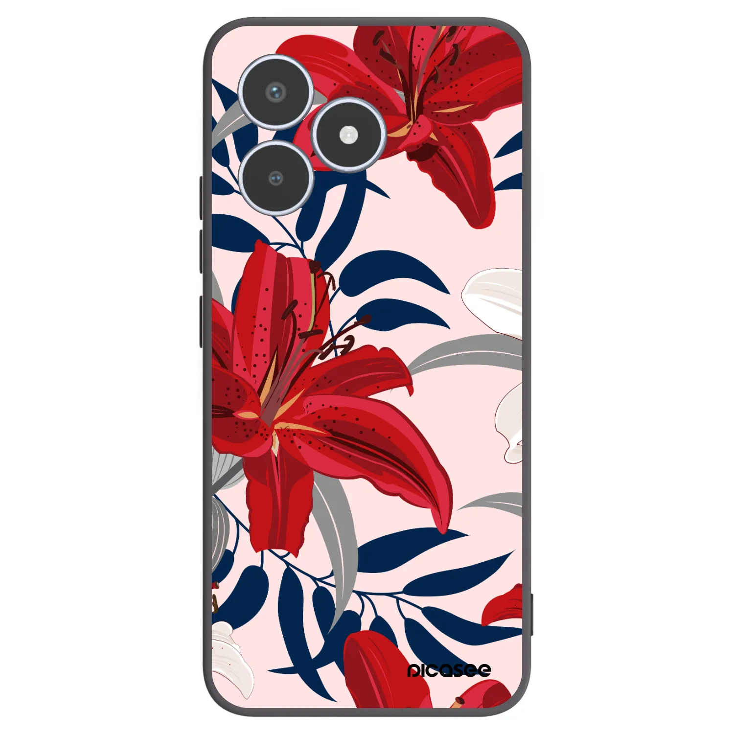 Picasee silikonski črni ovitek za Realme C53 - Red Lily
