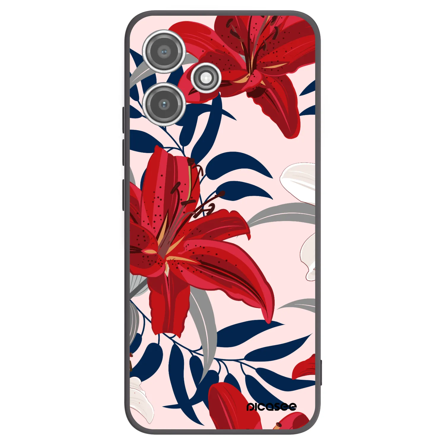 Picasee silikonski črni ovitek za Xiaomi Redmi 12 5G - Red Lily