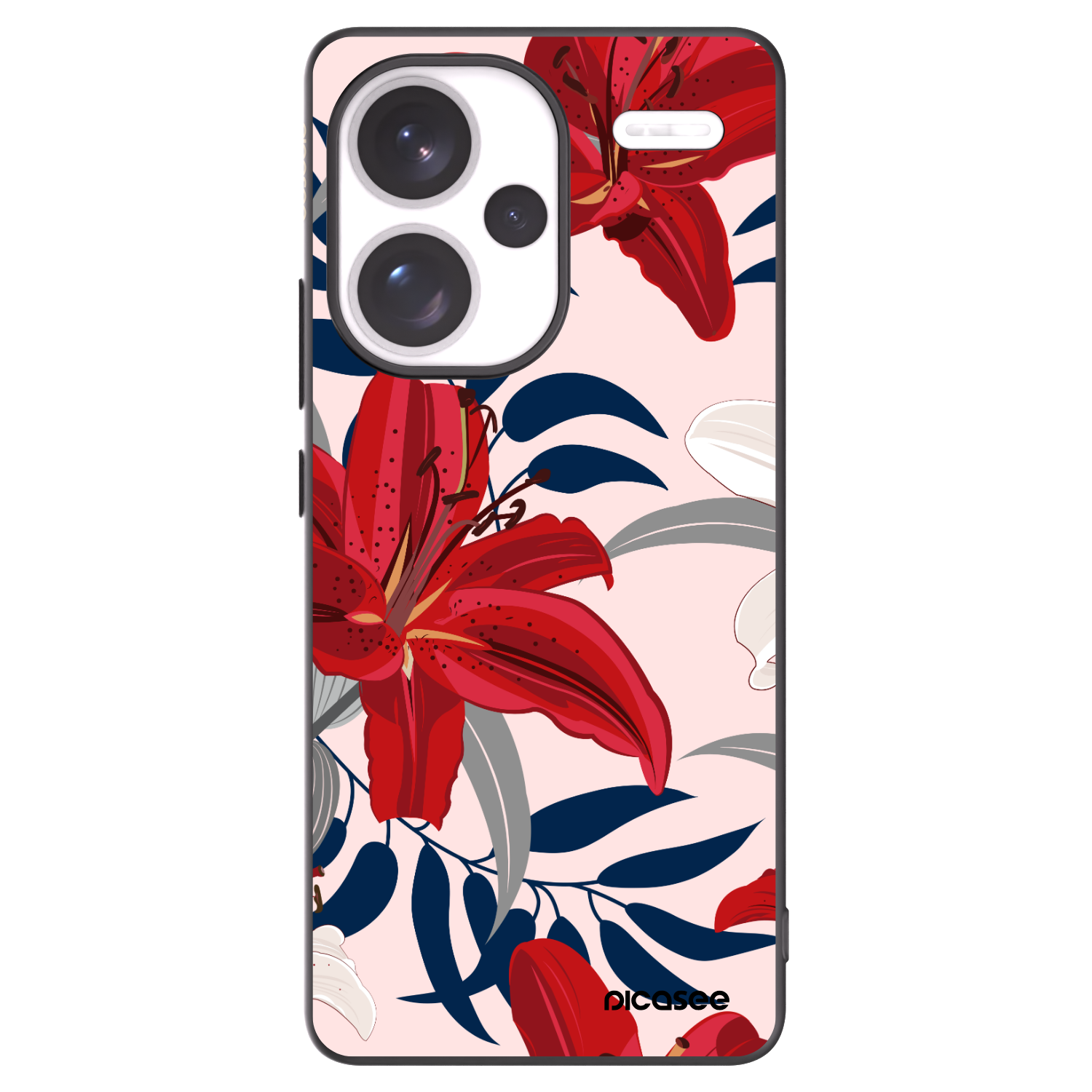 Picasee silikonski črni ovitek za Xiaomi Redmi Note 13 Pro+ 5G - Red Lily