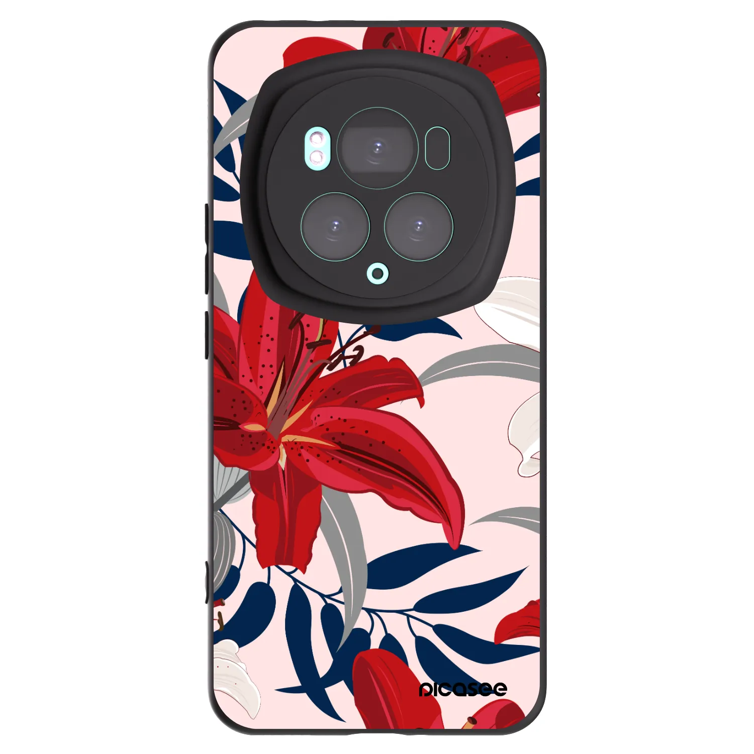 Picasee silikonski črni ovitek za Honor Magic6 Pro - Red Lily
