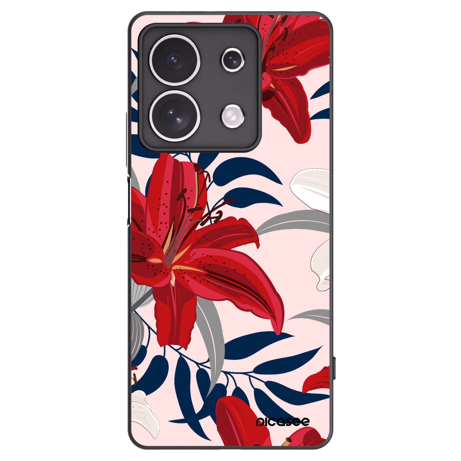 Picasee silikonski črni ovitek za Xiaomi Redmi Note 13 4G - Red Lily