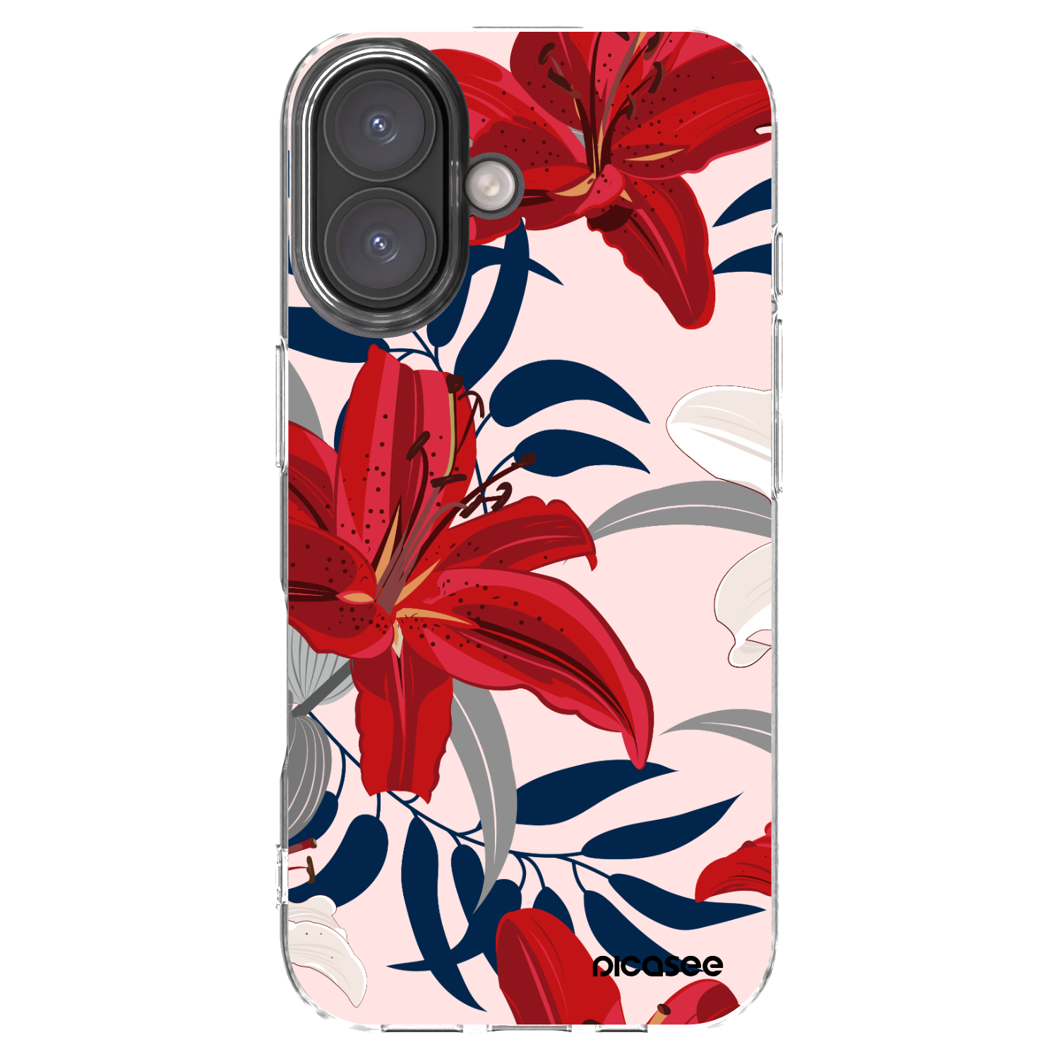 Picasee silikonski prozorni ovitek za Apple iPhone 16 - Red Lily