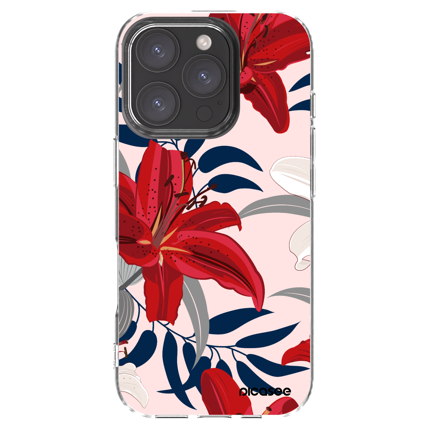 Picasee silikonski prozorni ovitek za Apple iPhone 16 Pro - Red Lily