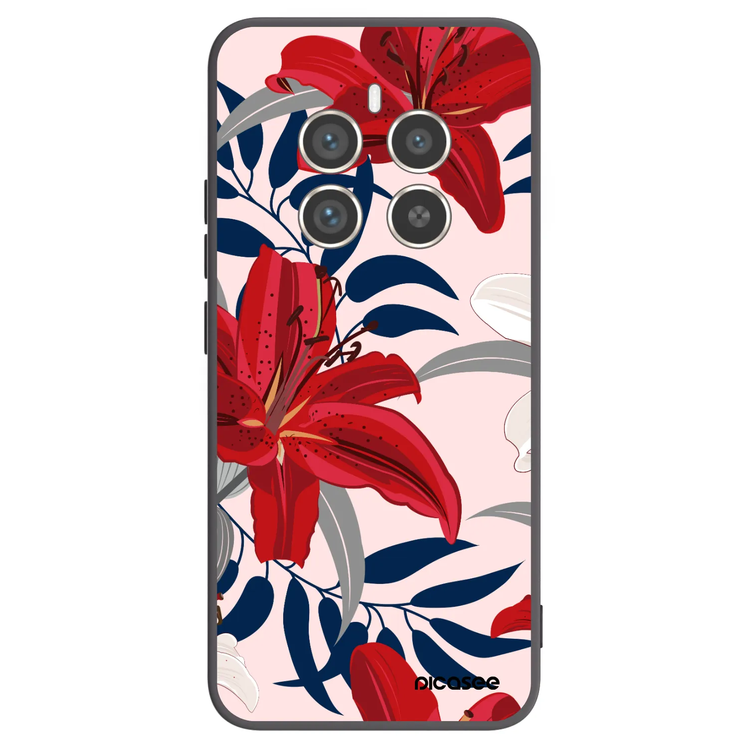 Picasee silikonski črni ovitek za Realme 12 Pro 5G - Red Lily