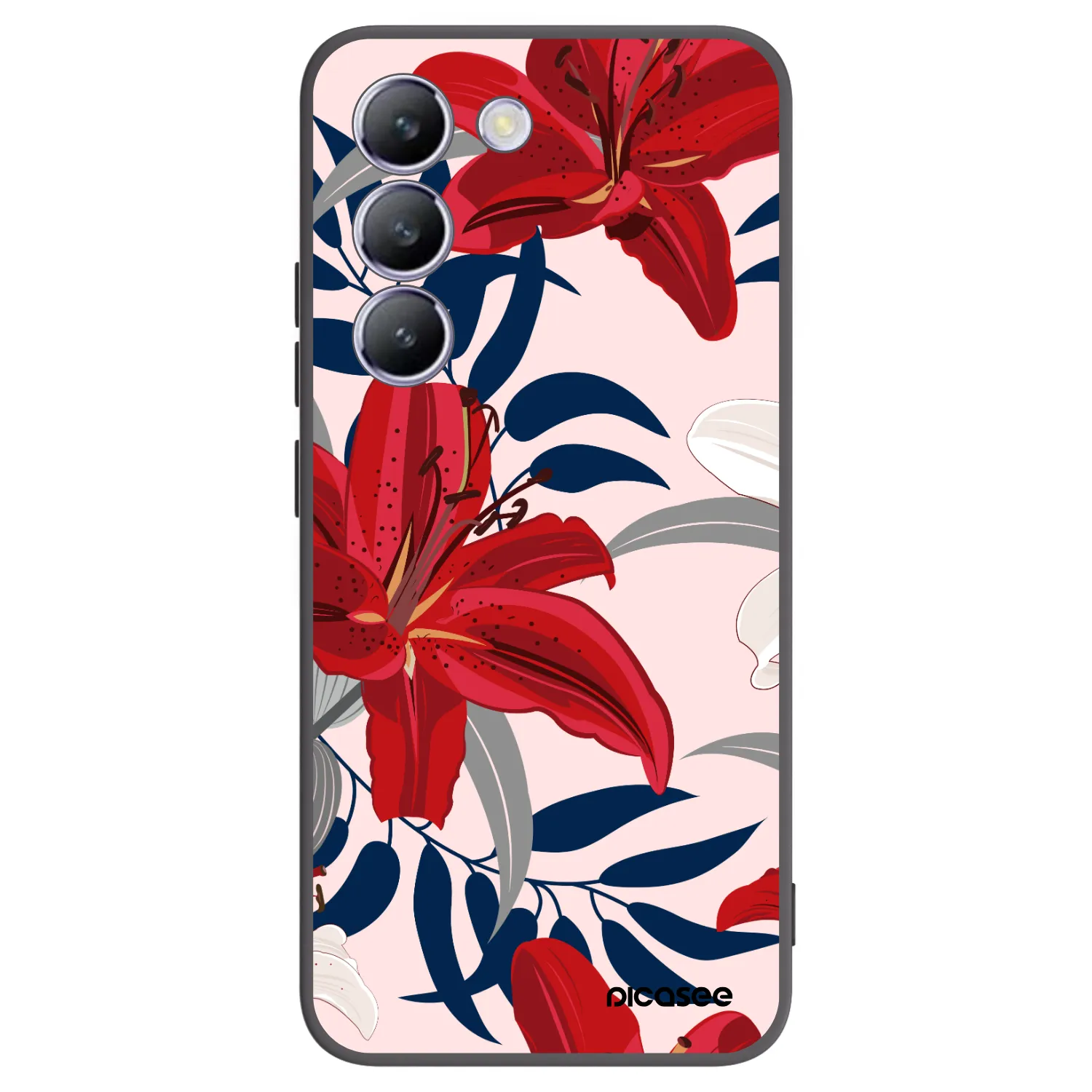 Picasee silikonski črni ovitek za Vivo V40 SE 5G - Red Lily