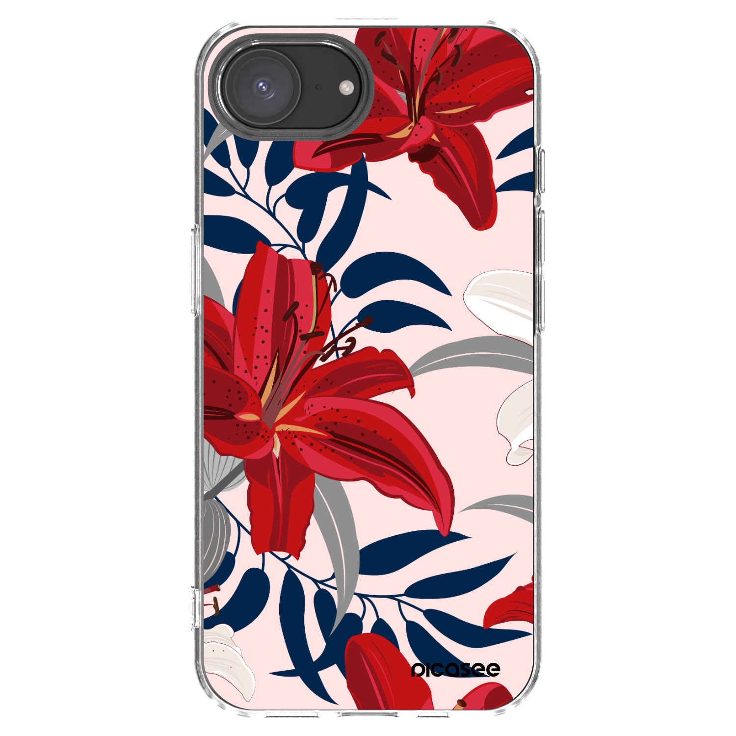 Picasee silikonski prozorni ovitek za Apple iPhone 16e - Red Lily