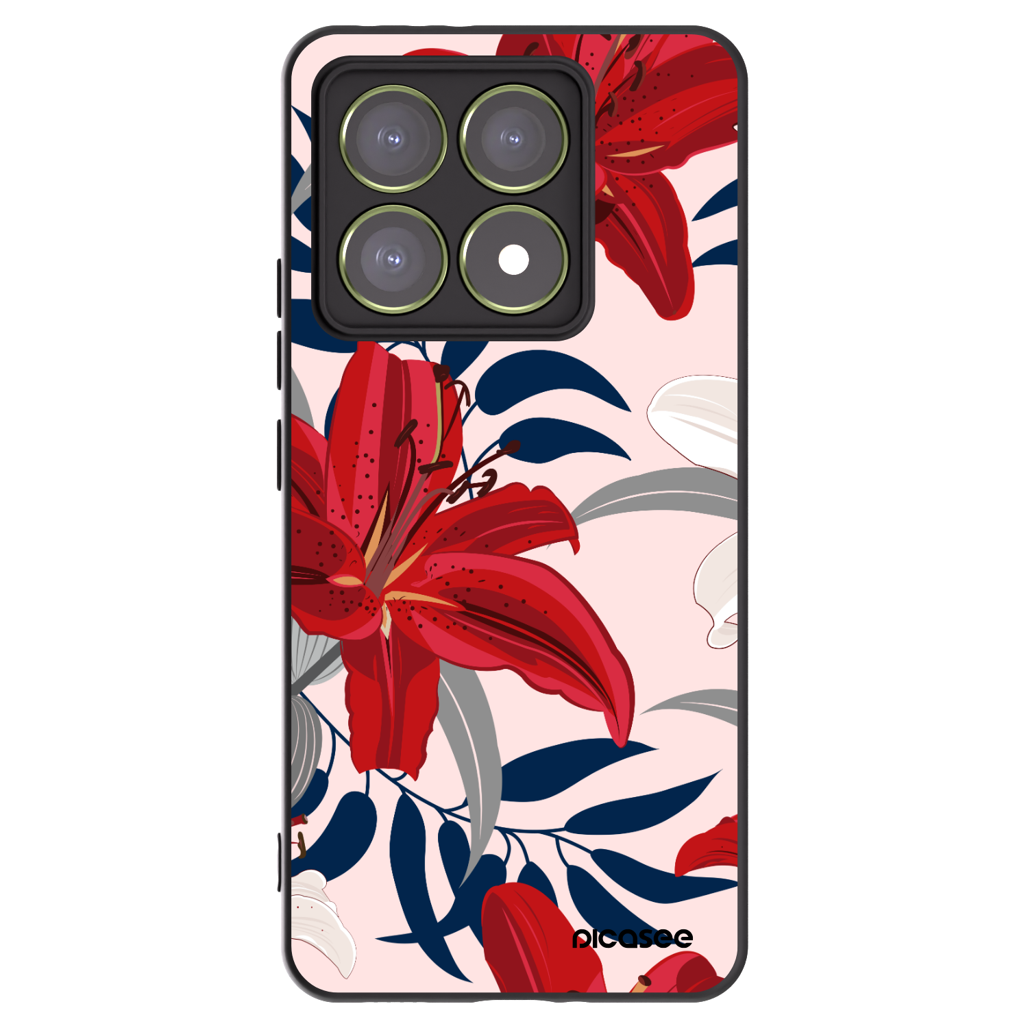 Picasee silikonski črni ovitek za Xiaomi 14T - Red Lily