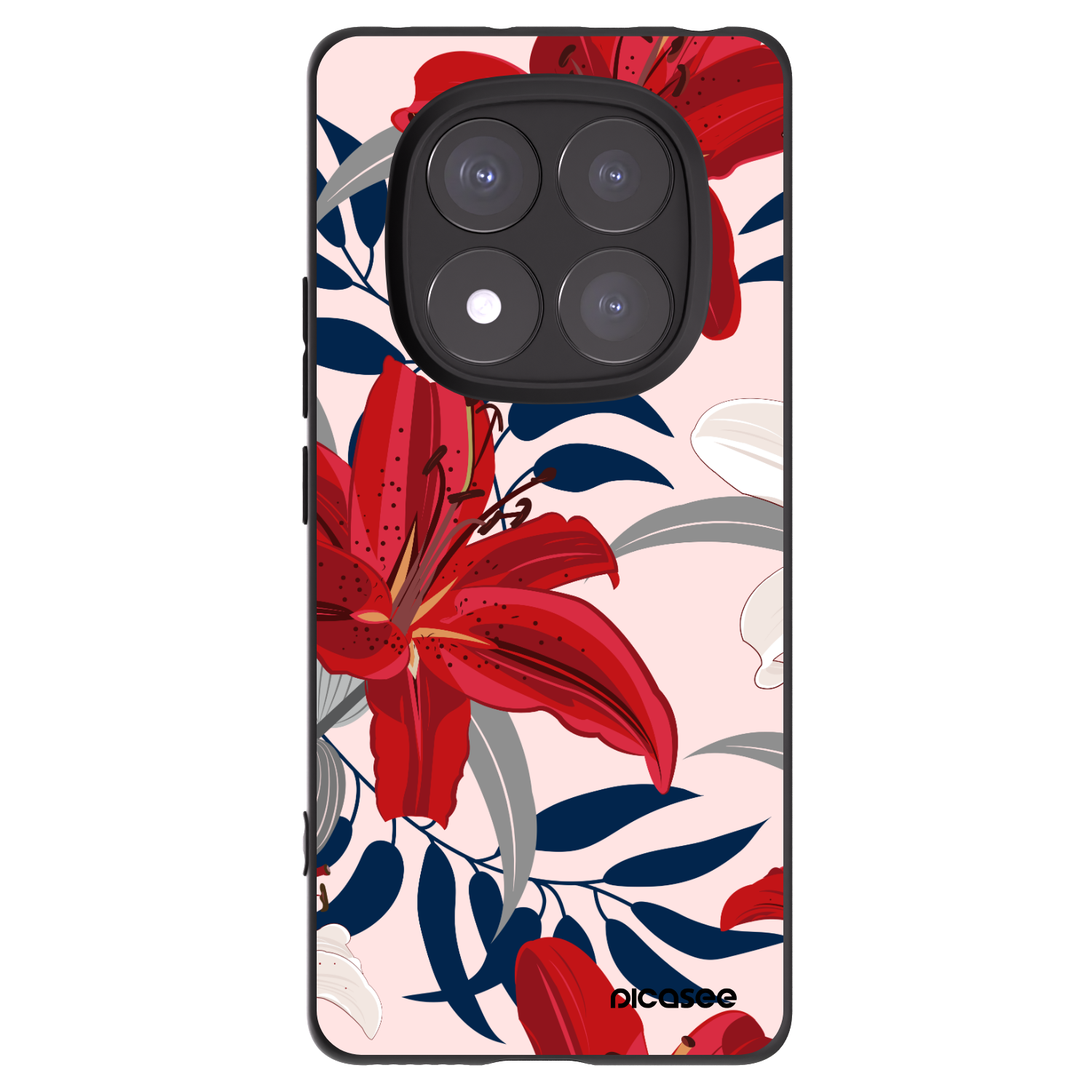 Picasee silikonski črni ovitek za Xiaomi Redmi Note 14 Pro+ 5G - Red Lily