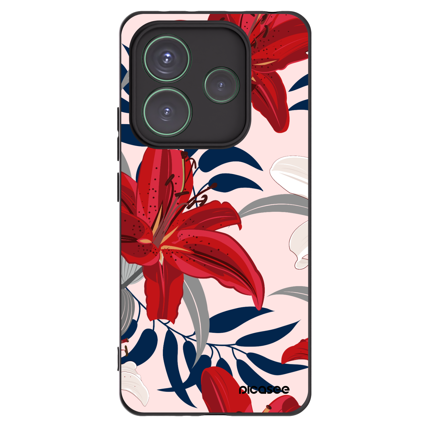 Picasee silikonski črni ovitek za Xiaomi Redmi Note 14 5G - Red Lily