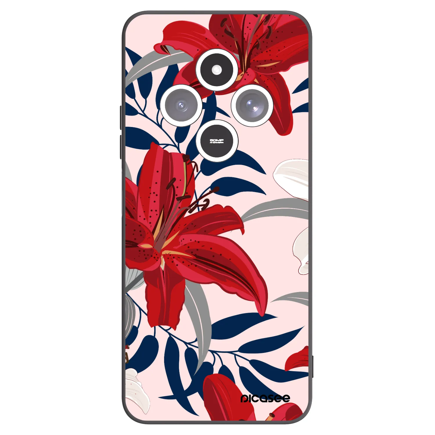 Picasee silikonski črni ovitek za Xiaomi Redmi 14C - Red Lily