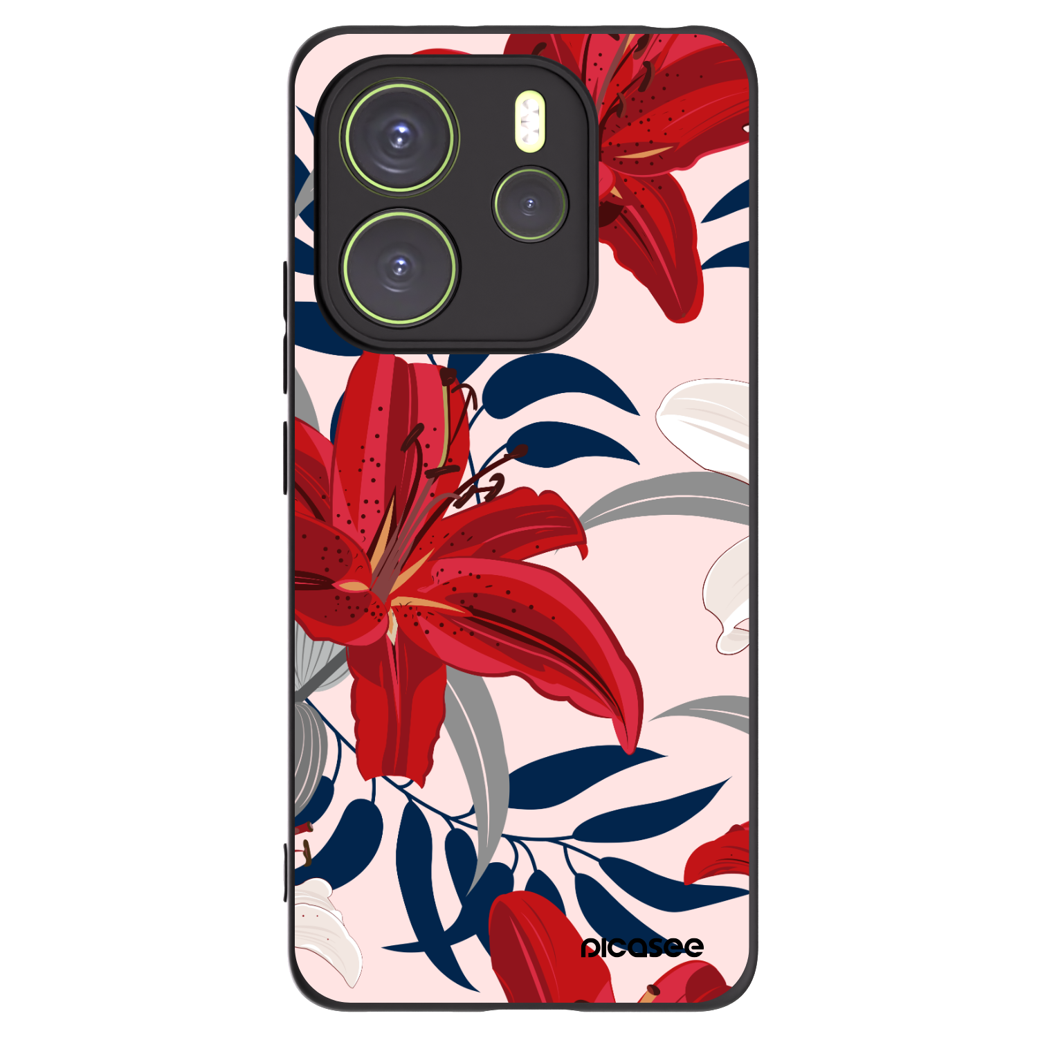 Picasee silikonski črni ovitek za Xiaomi Redmi Note 14 4G - Red Lily