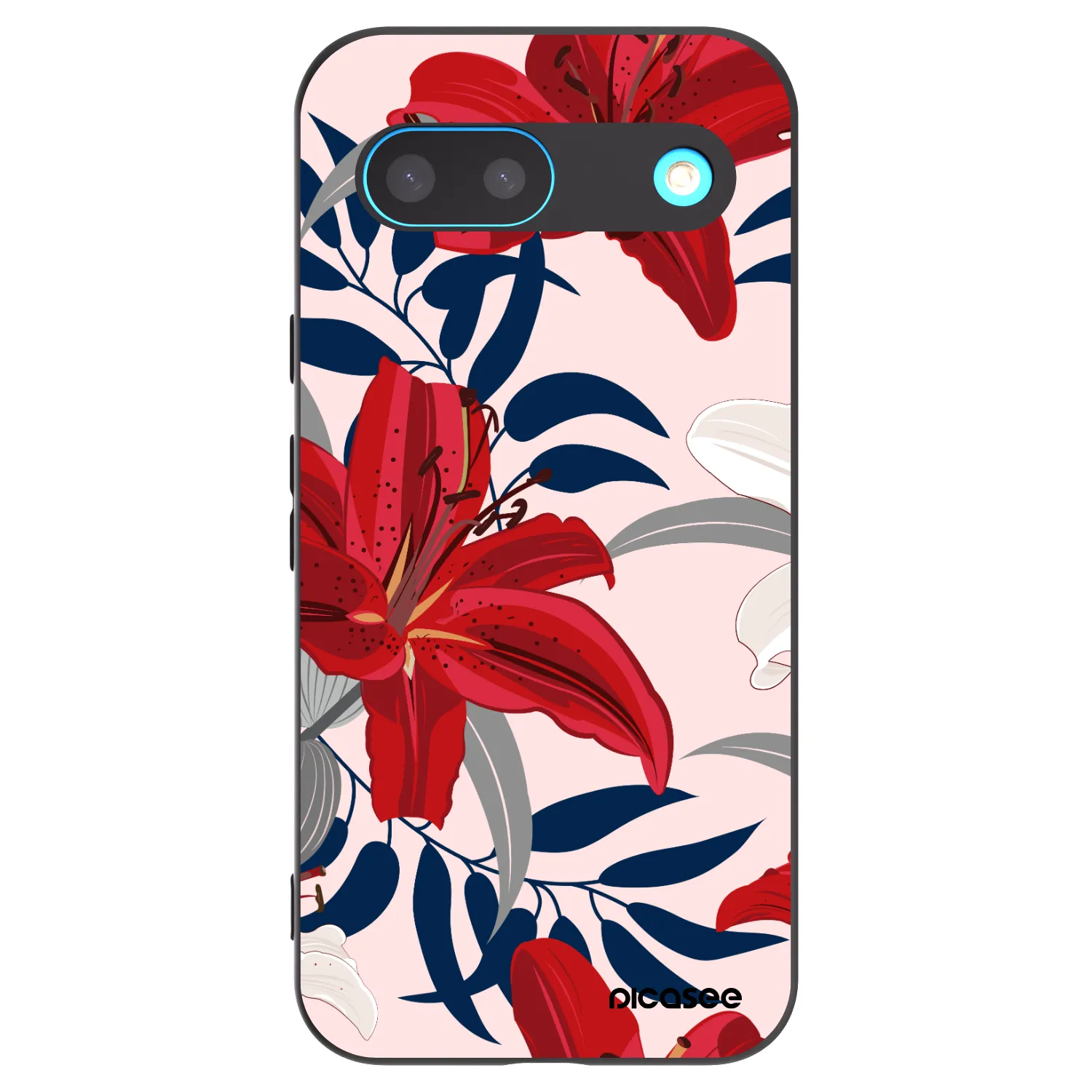 Picasee silikonski črni ovitek za Google Pixel 8 - Red Lily