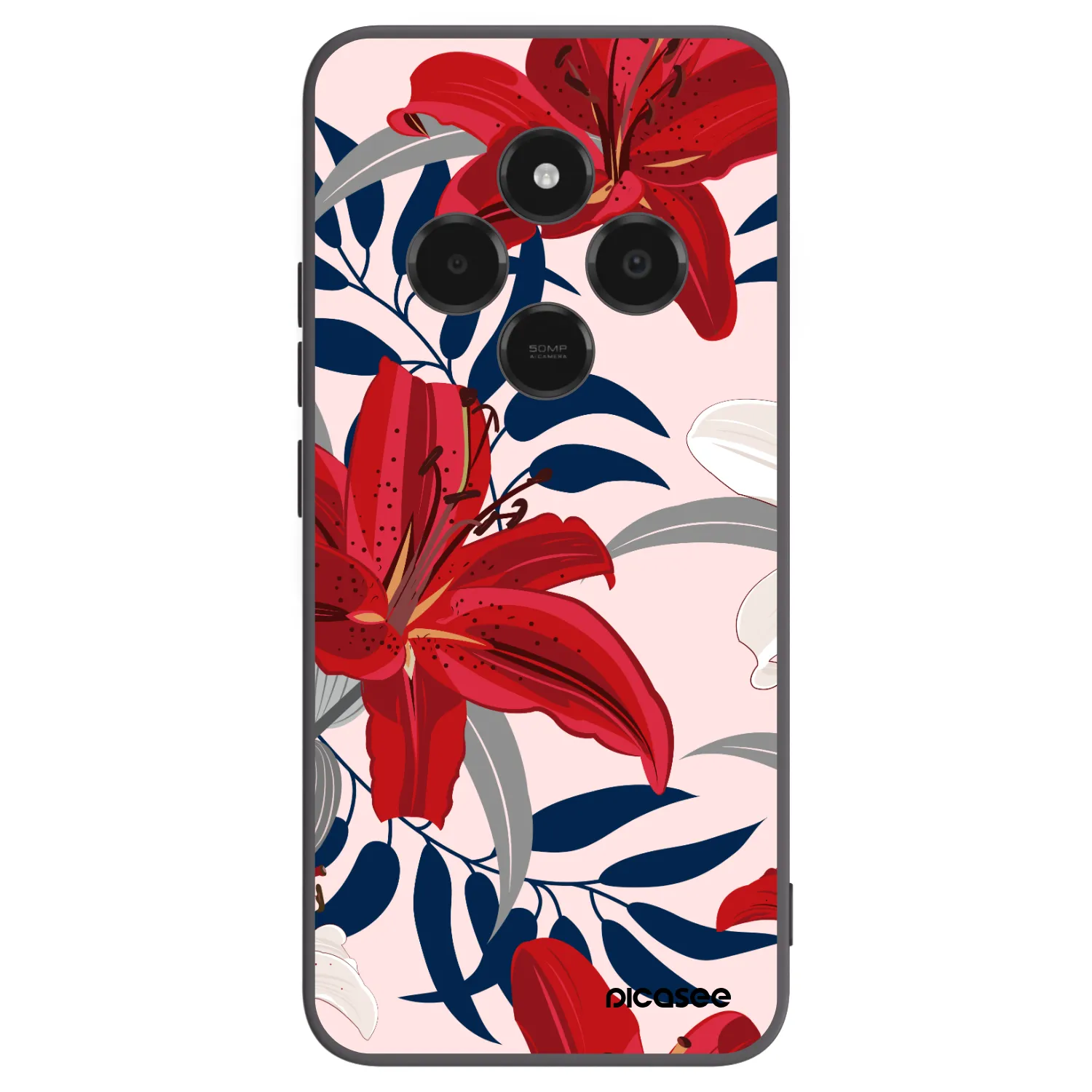 Picasee silikonski črni ovitek za Xiaomi Poco C75 - Red Lily