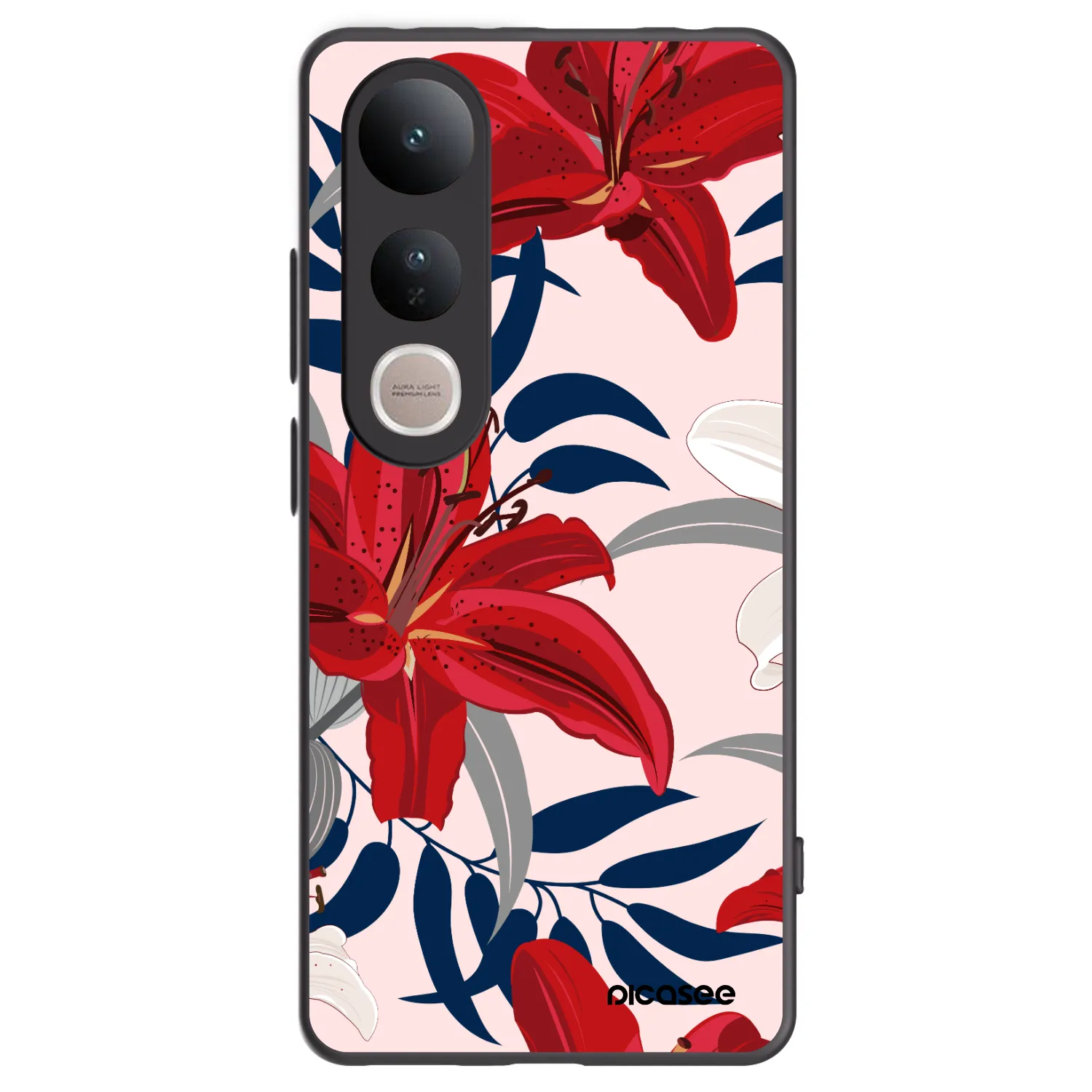 Picasee silikonski črni ovitek za Vivo V50 Lite 5G - Red Lily